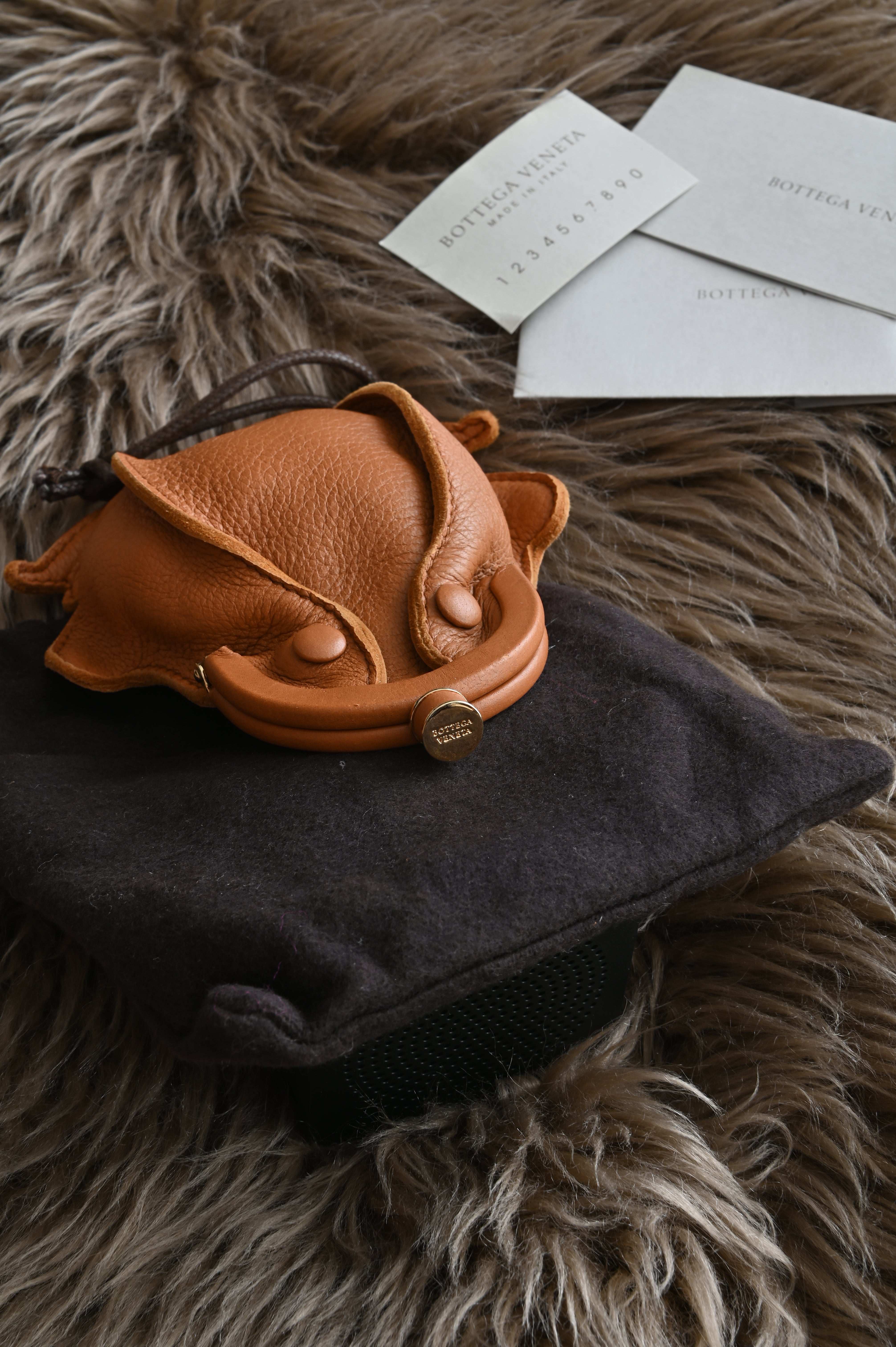 Bottega Veneta small froggy pouch in tan