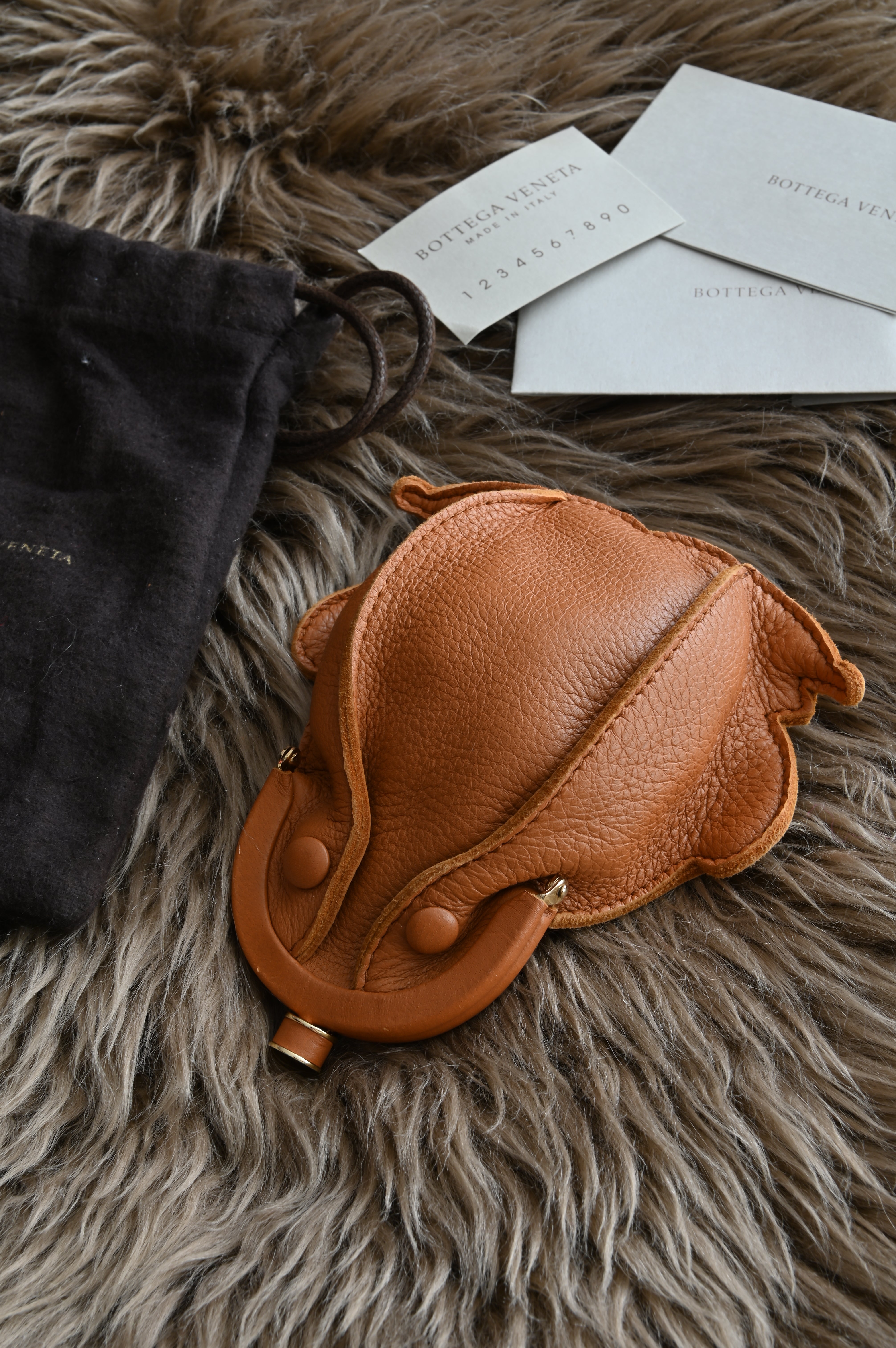 Bottega Veneta small froggy pouch in tan