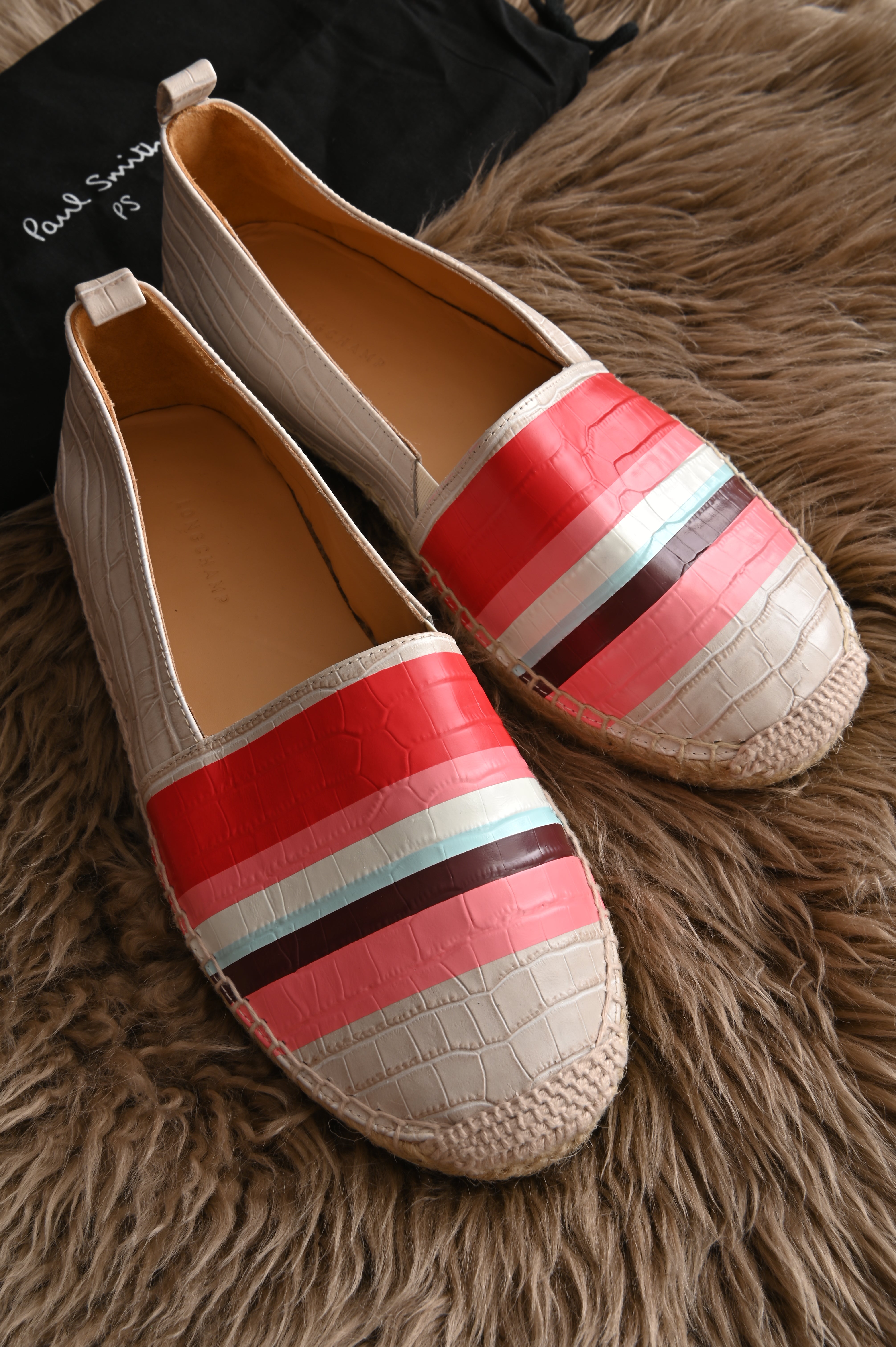 Longchamp Espadrilles in croc embossed multi color