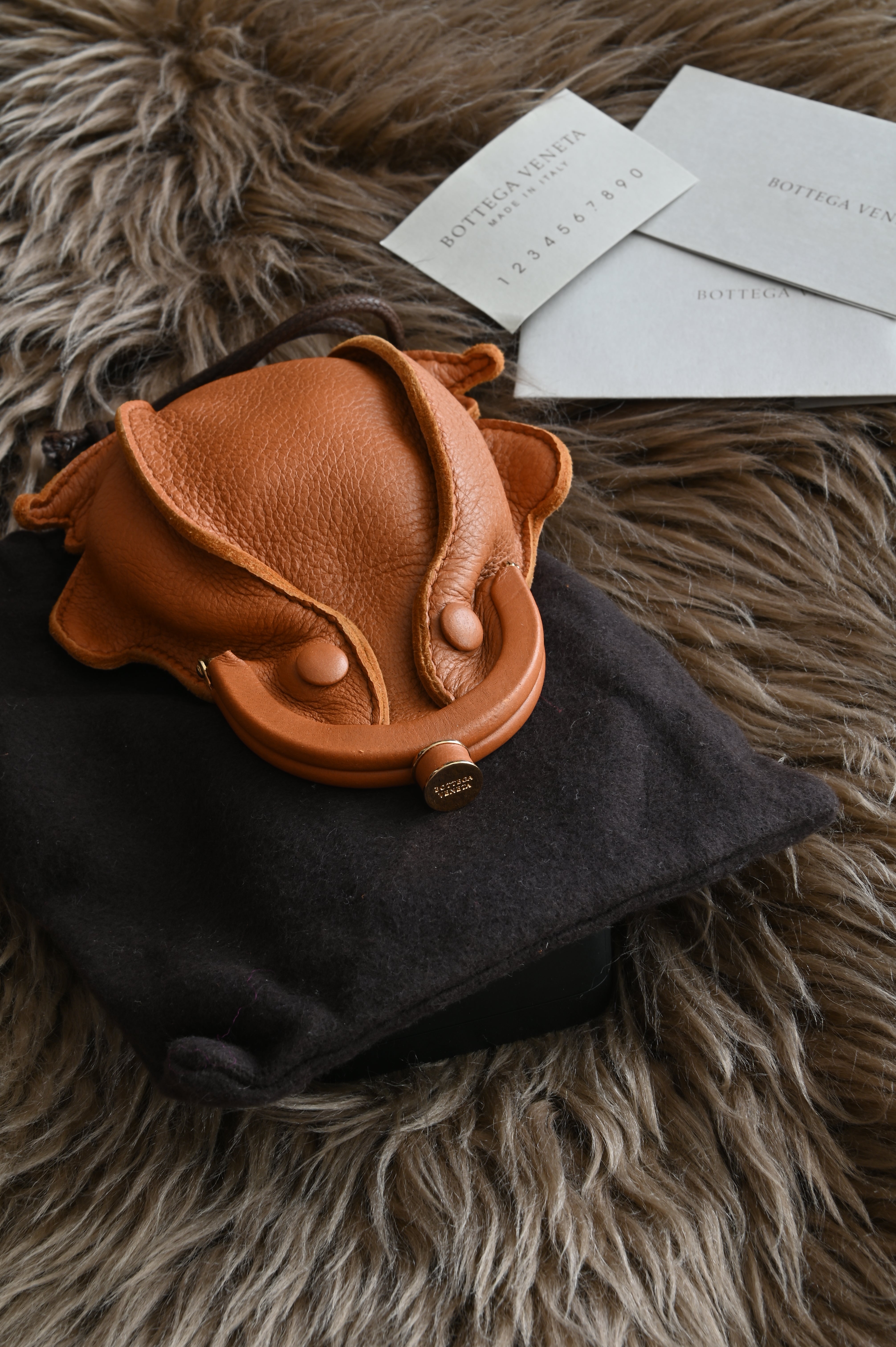Bottega Veneta small froggy pouch in tan