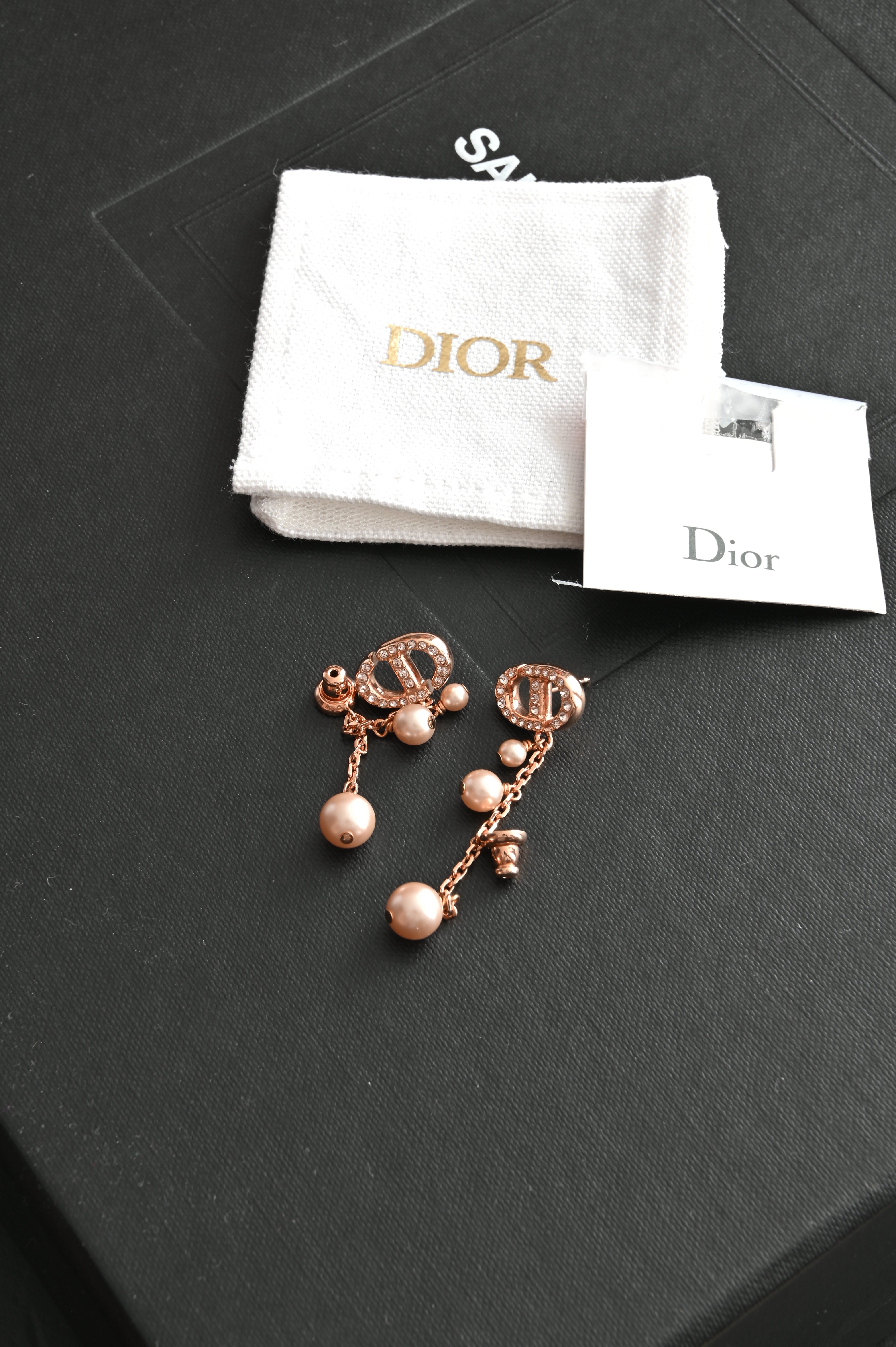 Dior Tribale Earrings with pink resin pearl and crystals