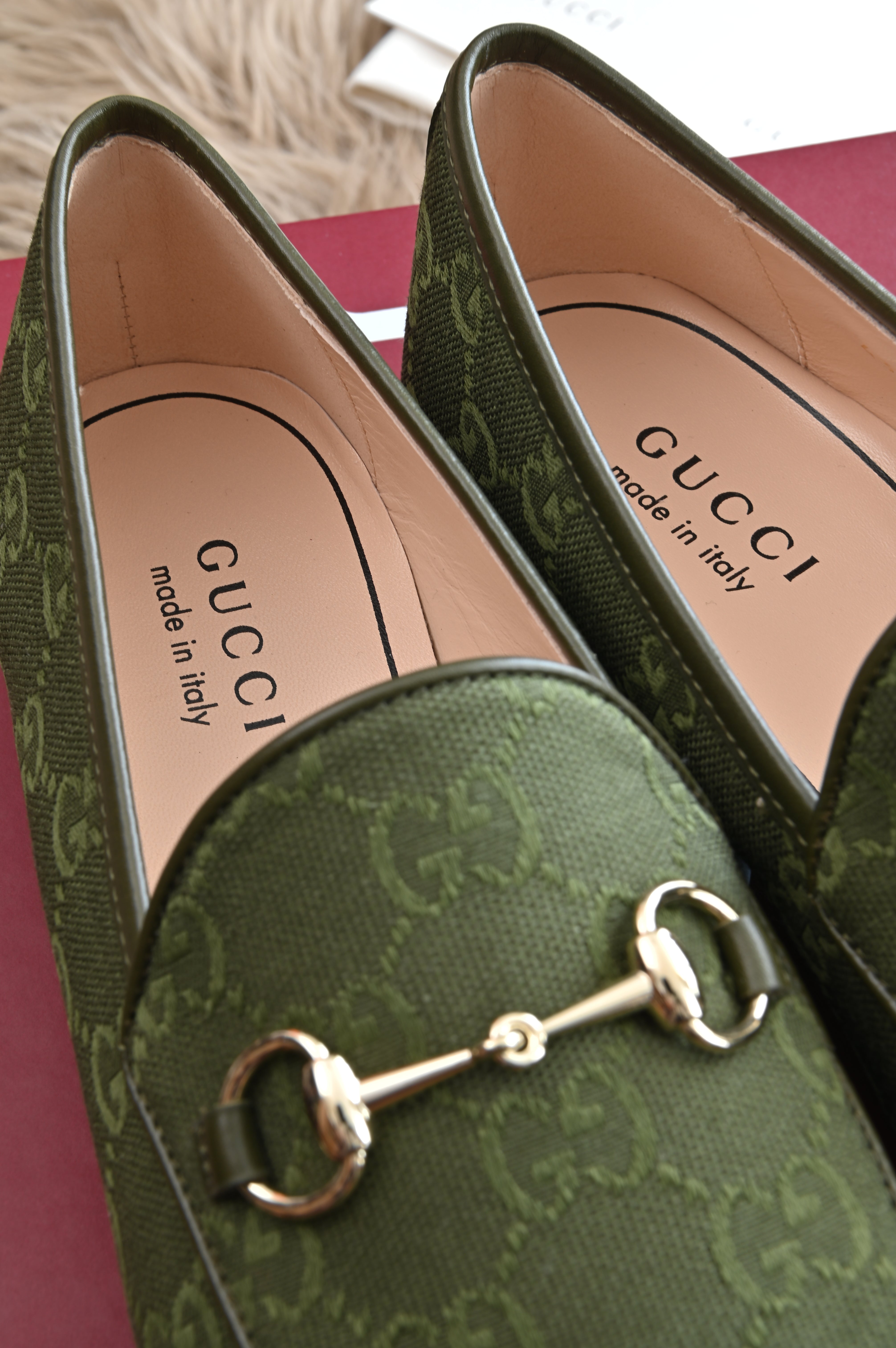 Gucci GG horsebit Jordaan Loafers in green Canvas