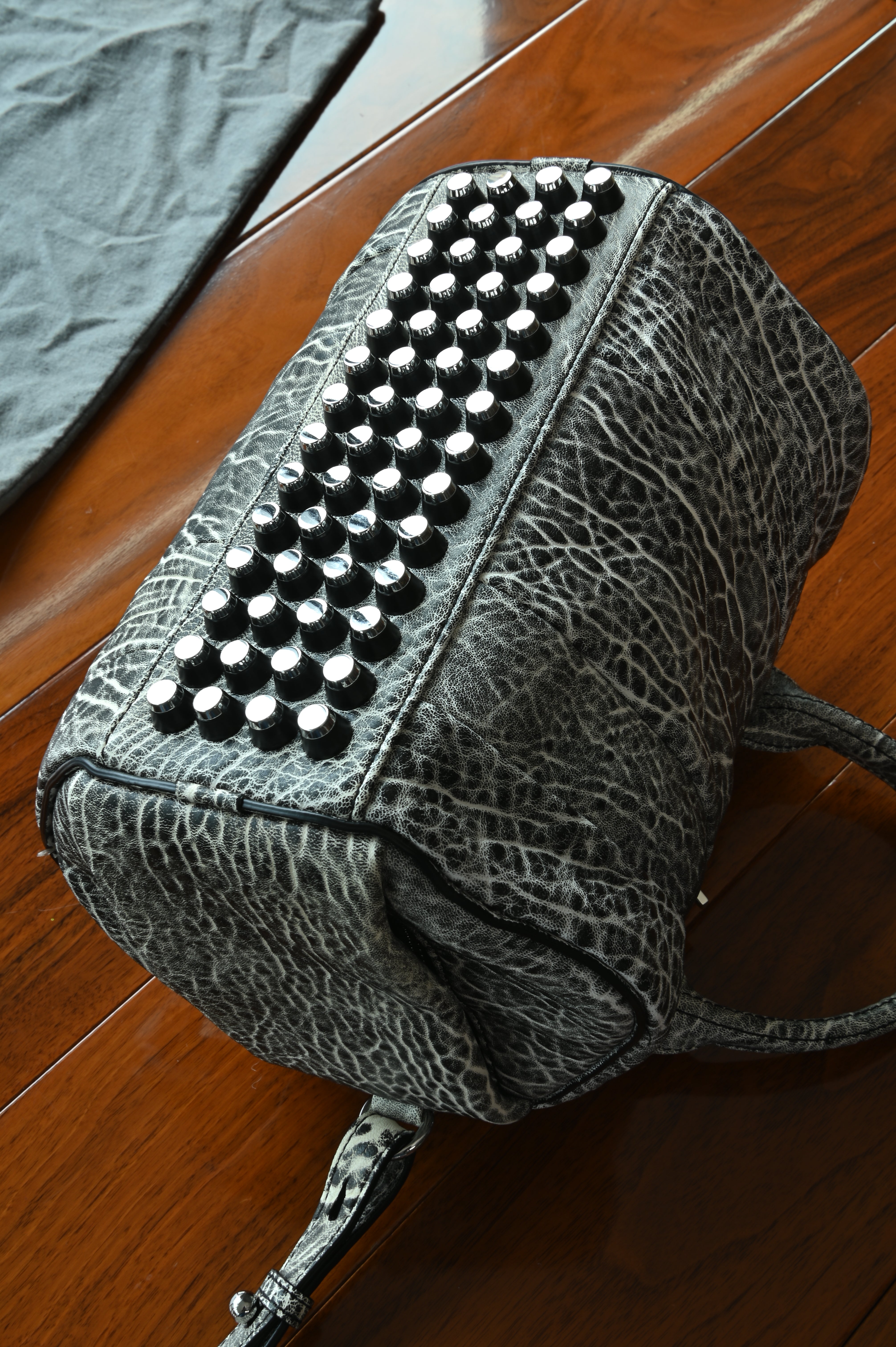 Alexander Wang White Black Grained Rocco Bag bottom