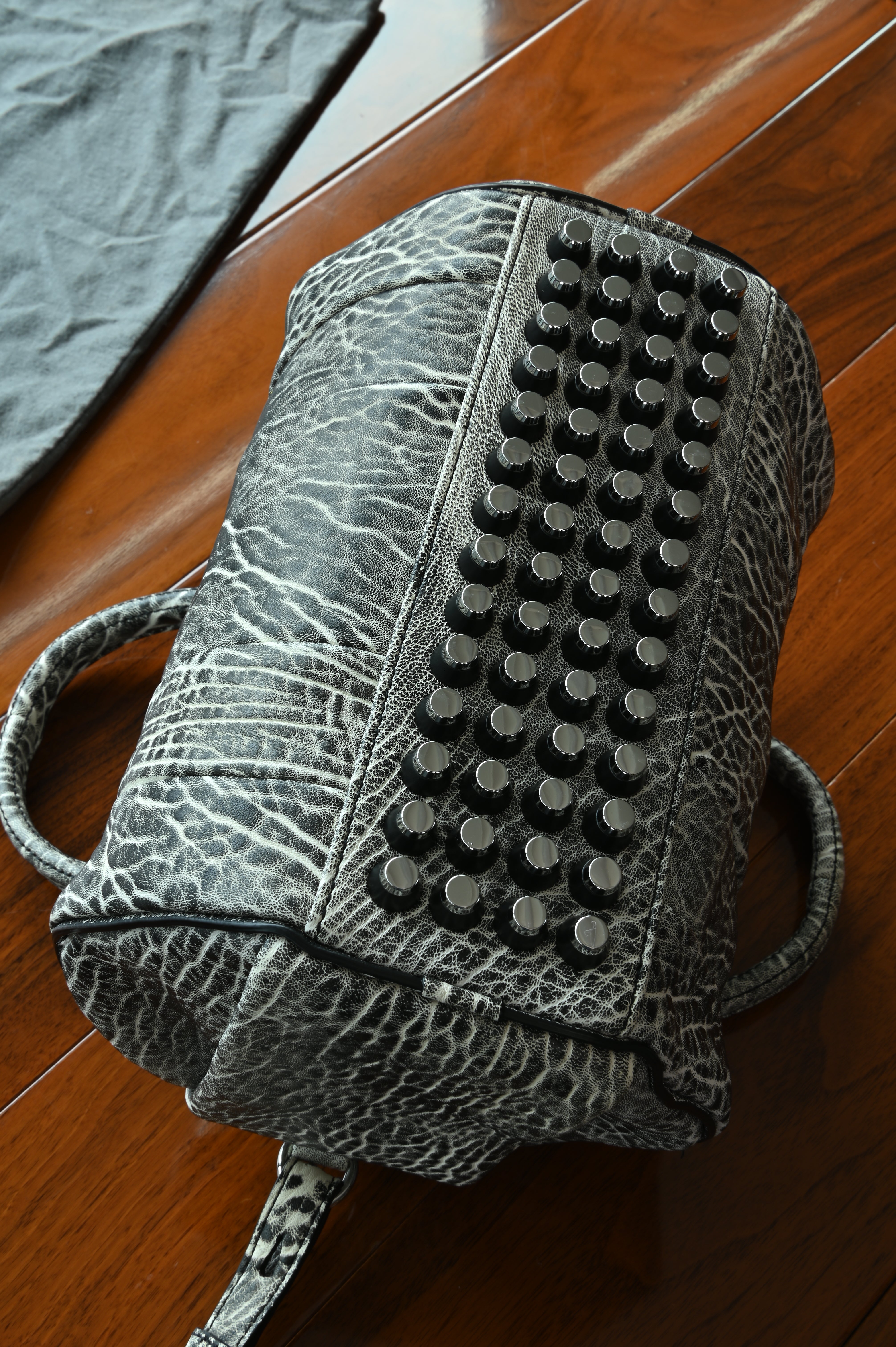 Alexander Wang White Black Grained Rocco Bag two