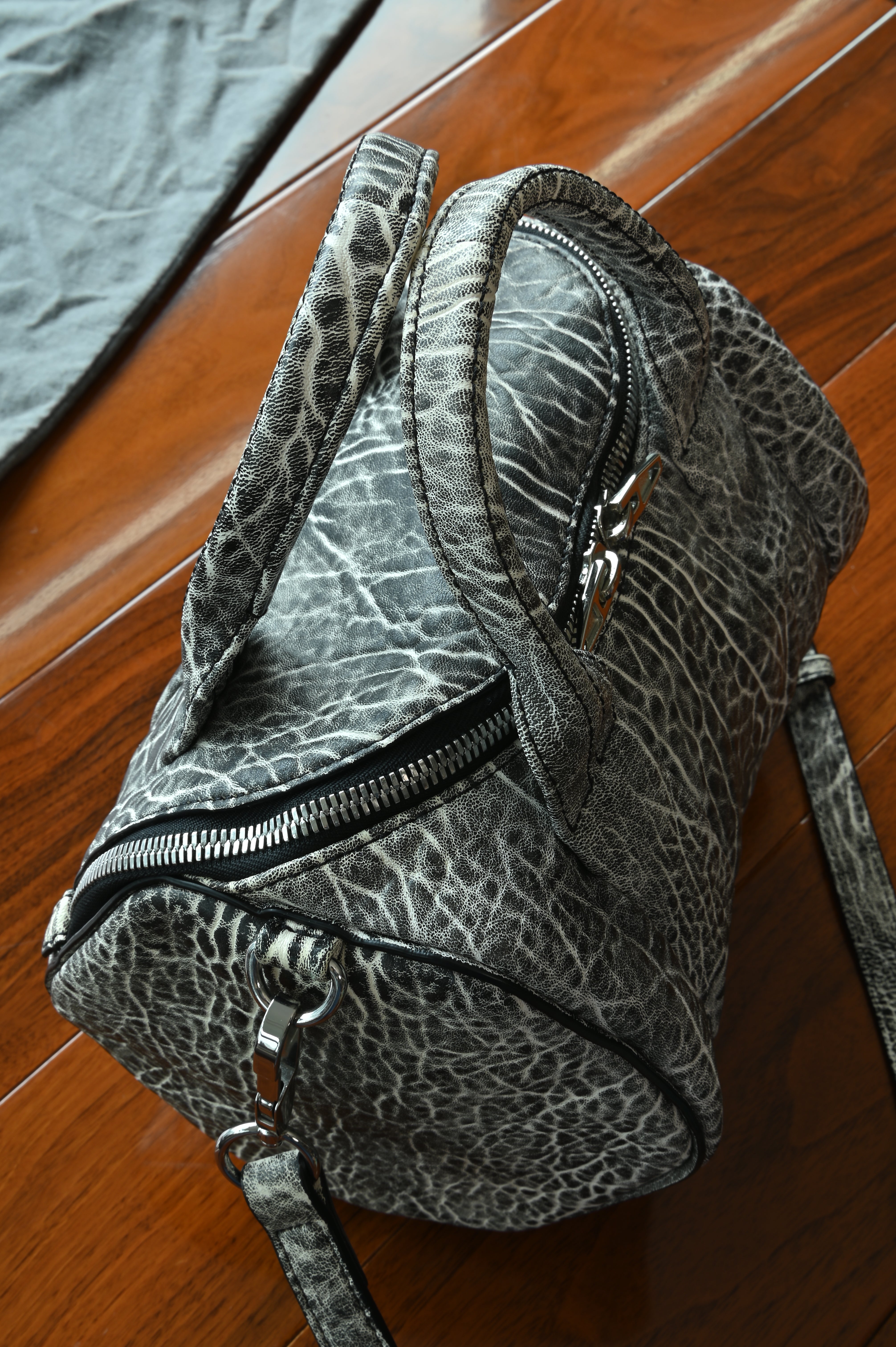 Alexander Wang White Black Grained Rocco Bag top