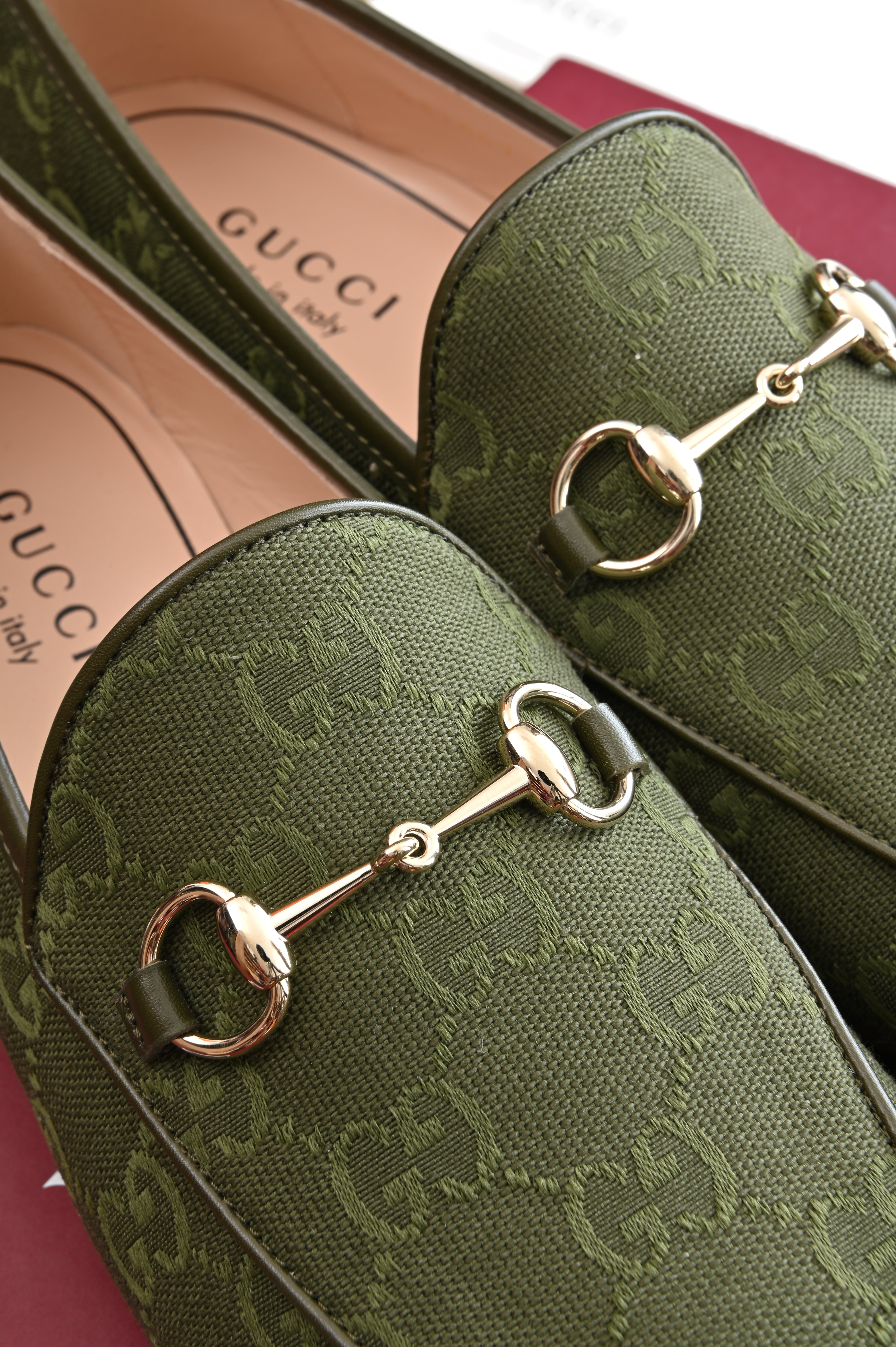 Gucci GG horsebit Jordaan Loafers in green Canvas