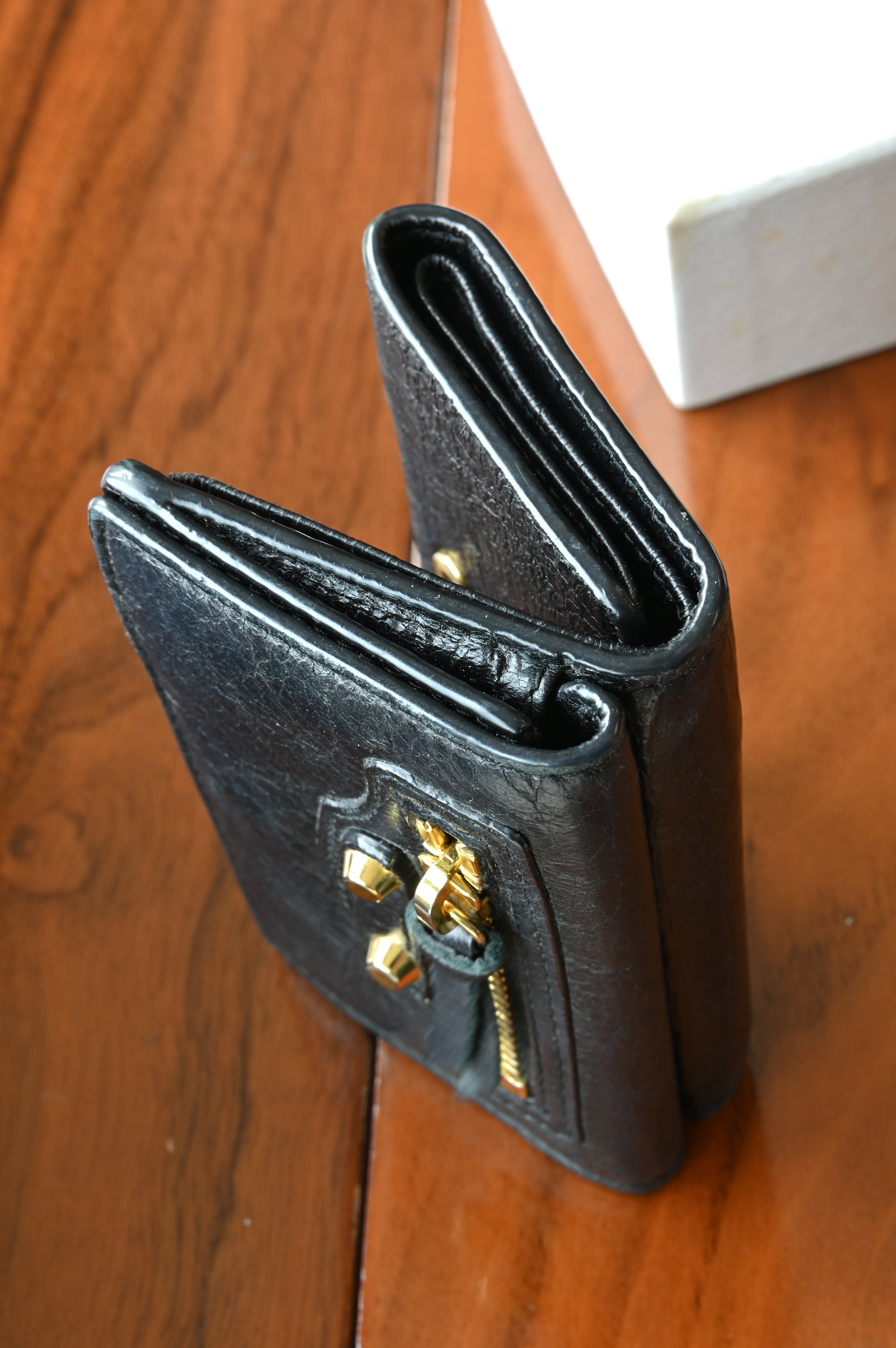 Balenciaga Black Le City Mini Wallet in Lambskin corner
