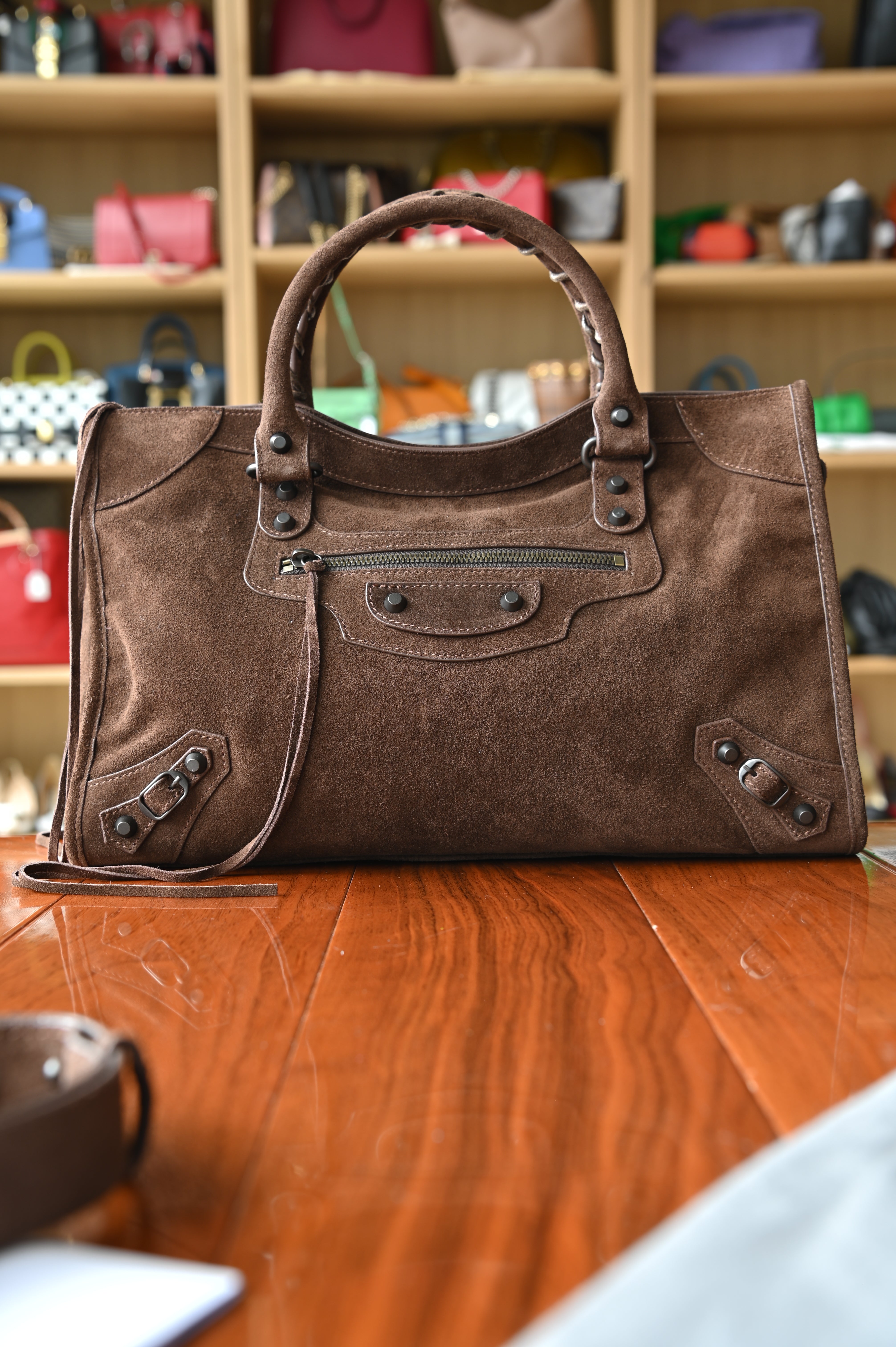 Balenciaga Brown Suede Le City Bag