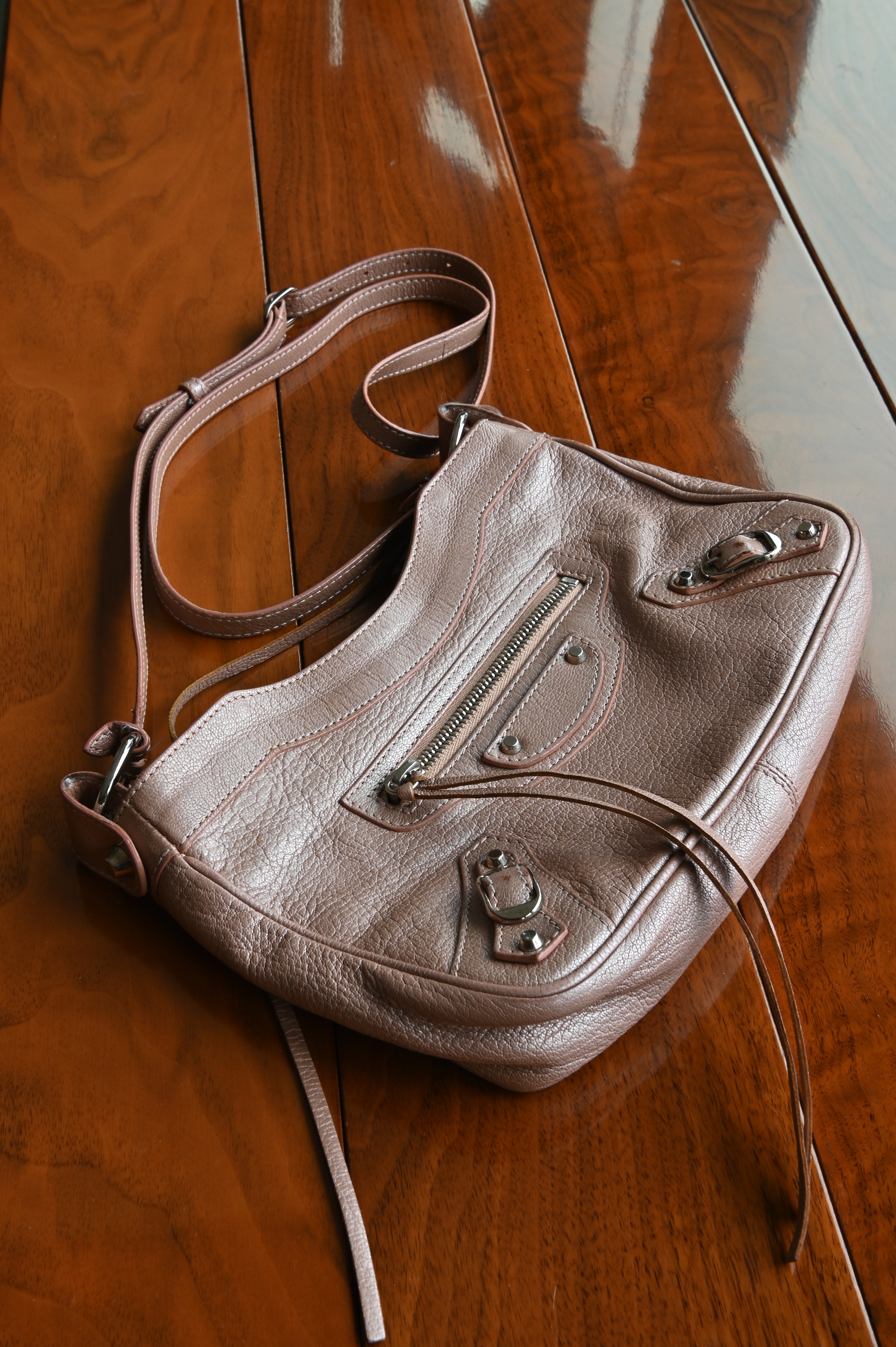 Balenciaga Pink Le City Moto Bag front