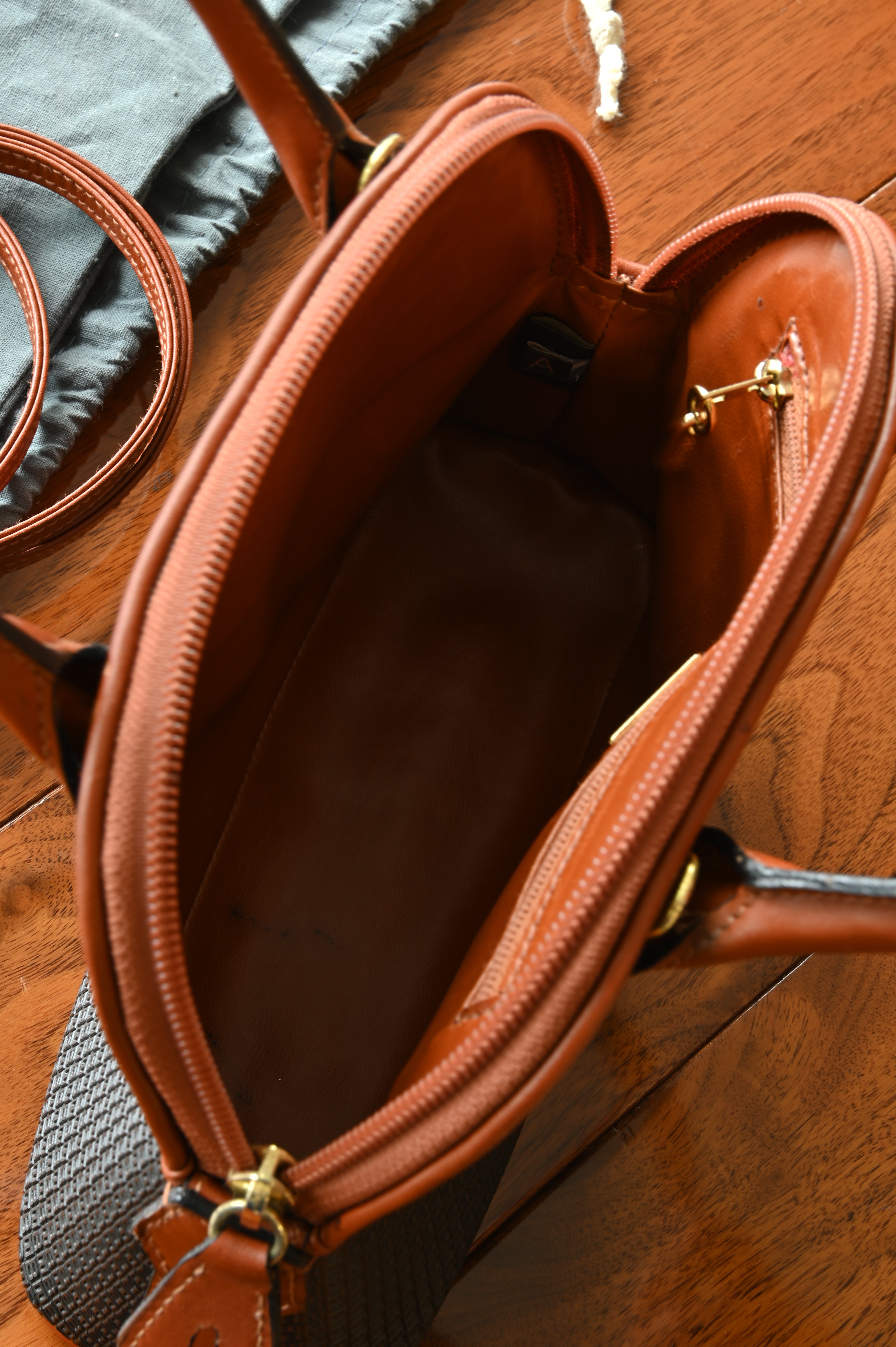 Bally Black And Brown Mini Shoulder Bag open