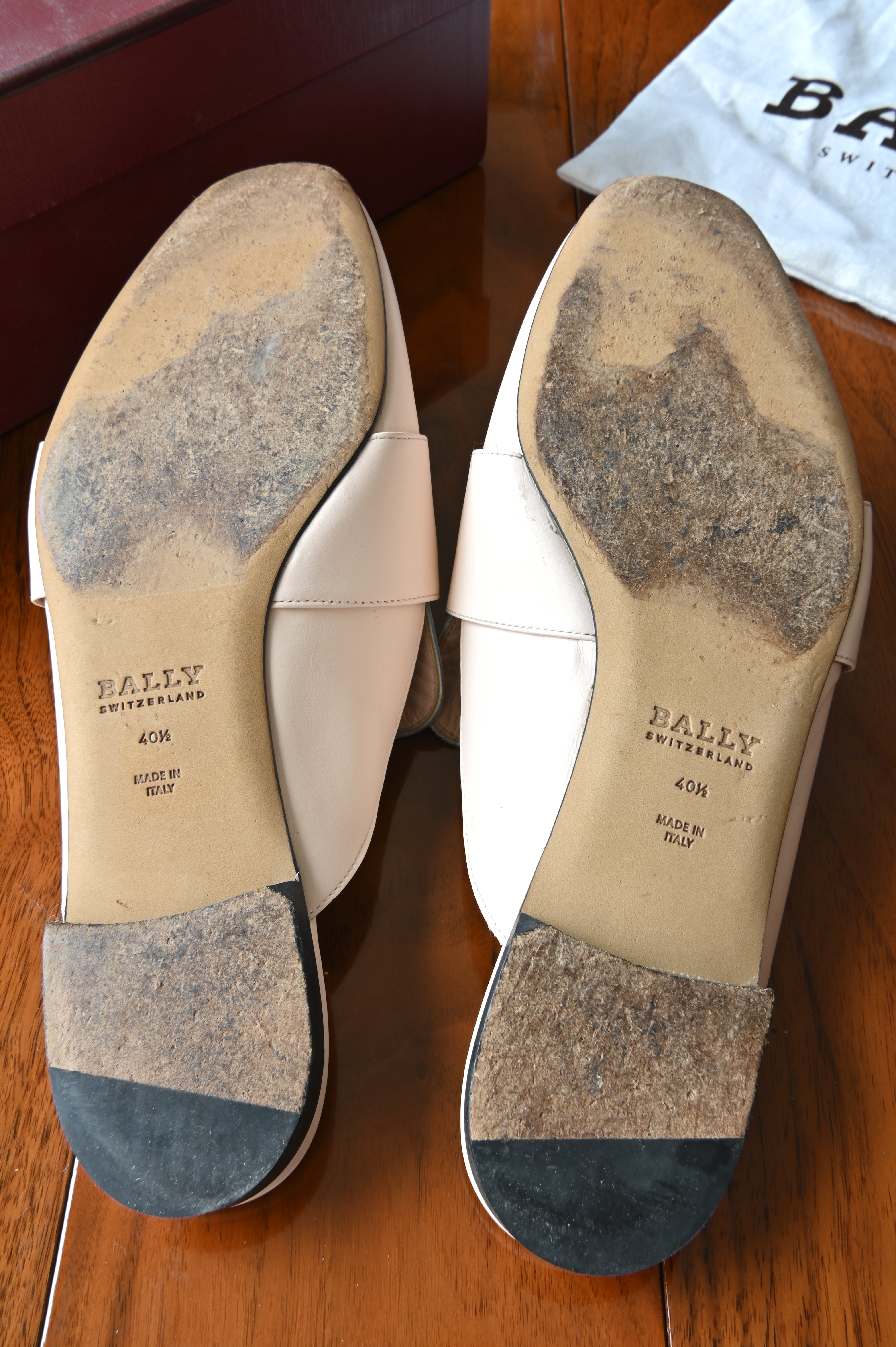 Bally White Boucle Slipper Mule bottom