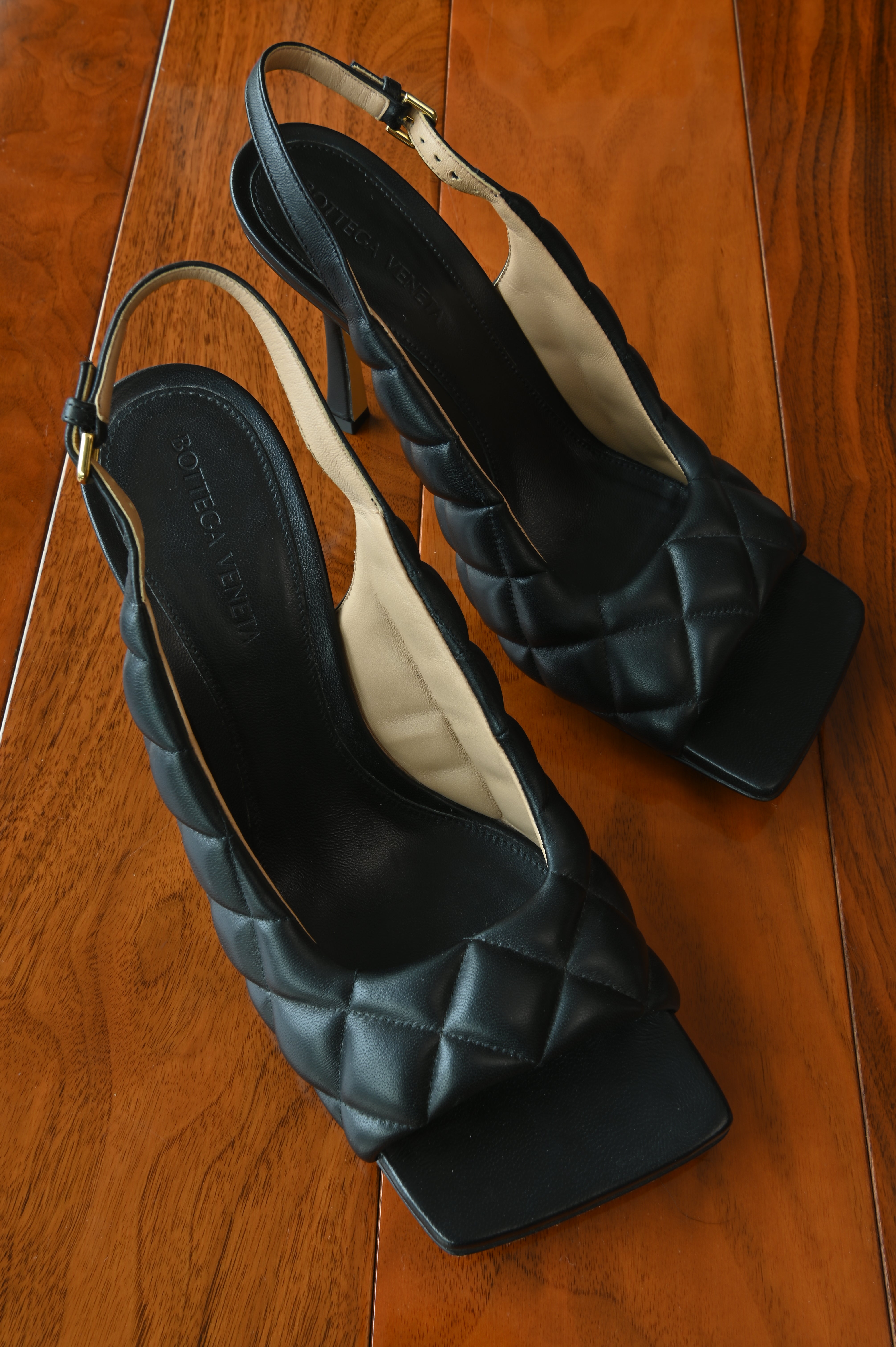 Bottega Veneta Black Quilted Lamb Heels