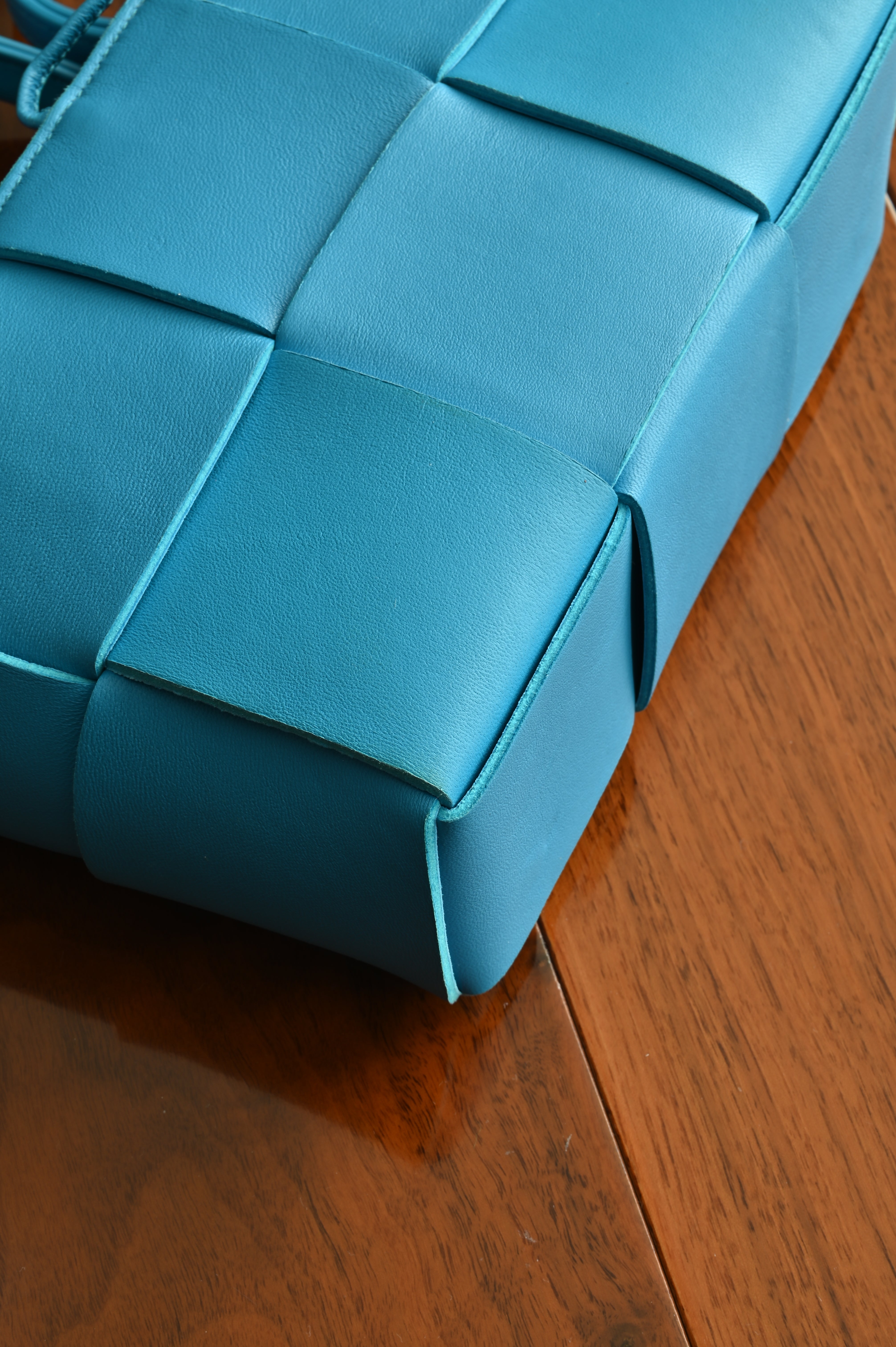 Bottega Veneta Blue Mini Arco Tote Bag detail three