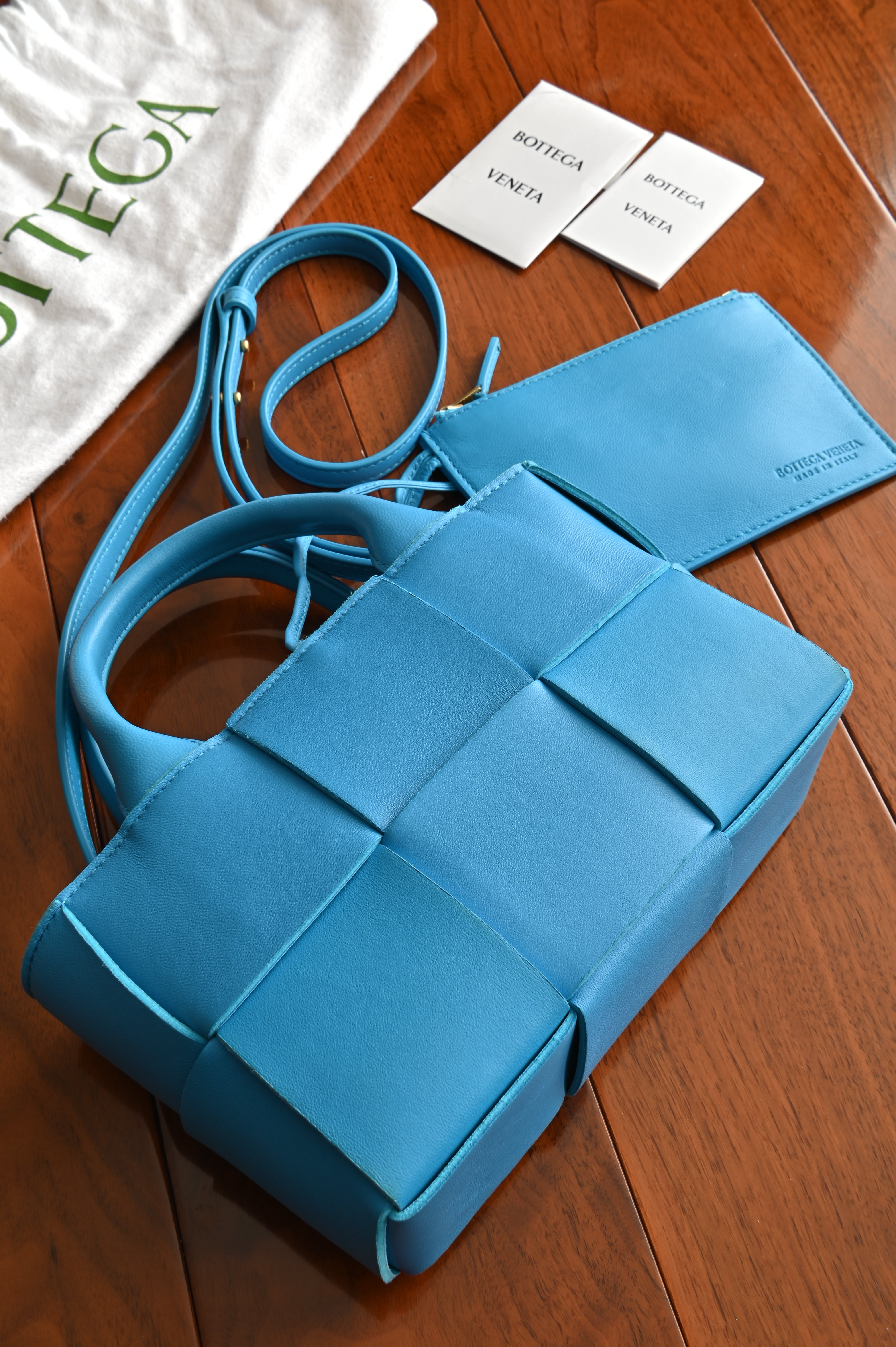 Bottega Veneta Blue Mini Arco Tote Bag front