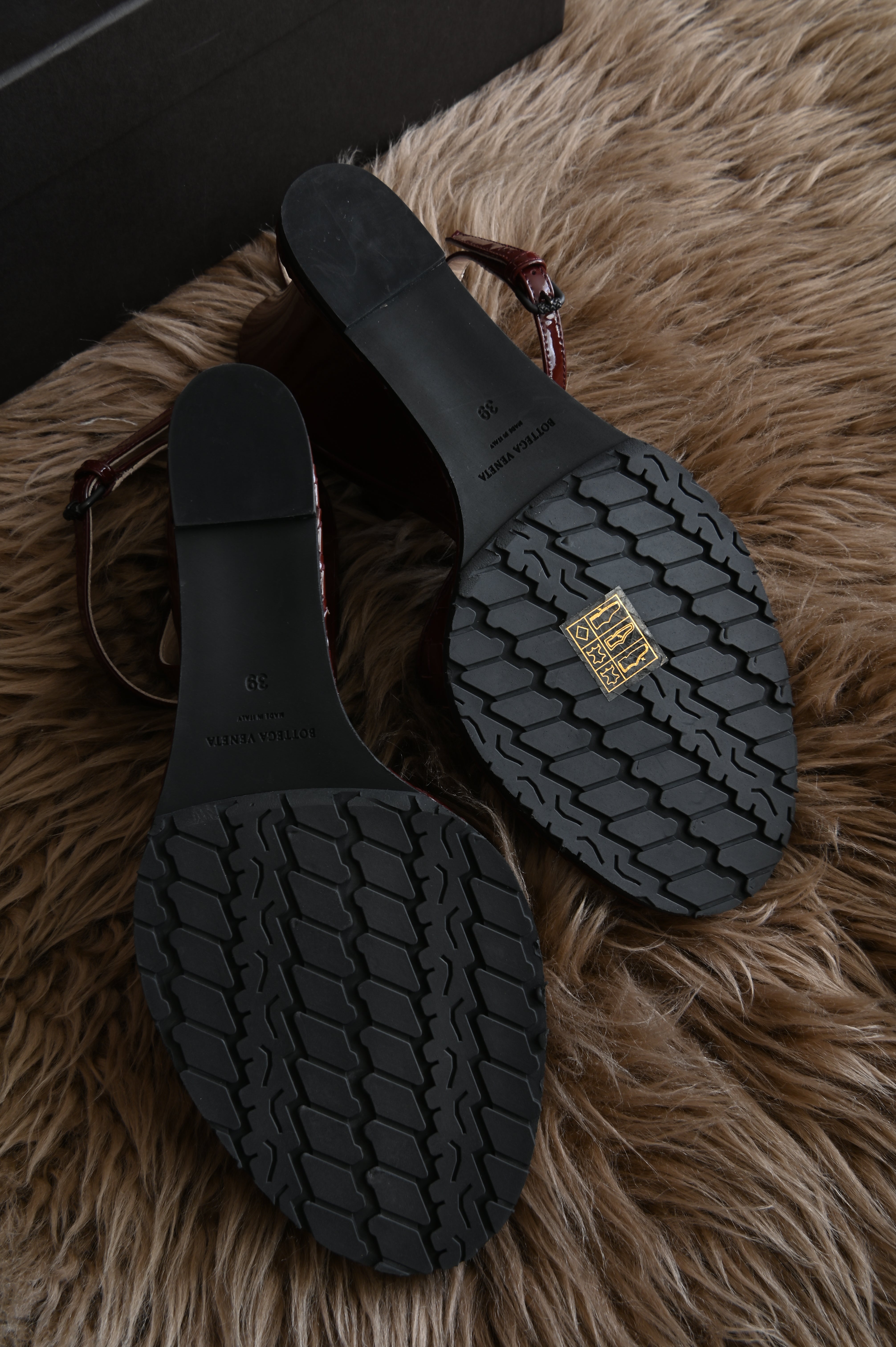 Bottega Veneta Dark Red Wedge Slingback bottom