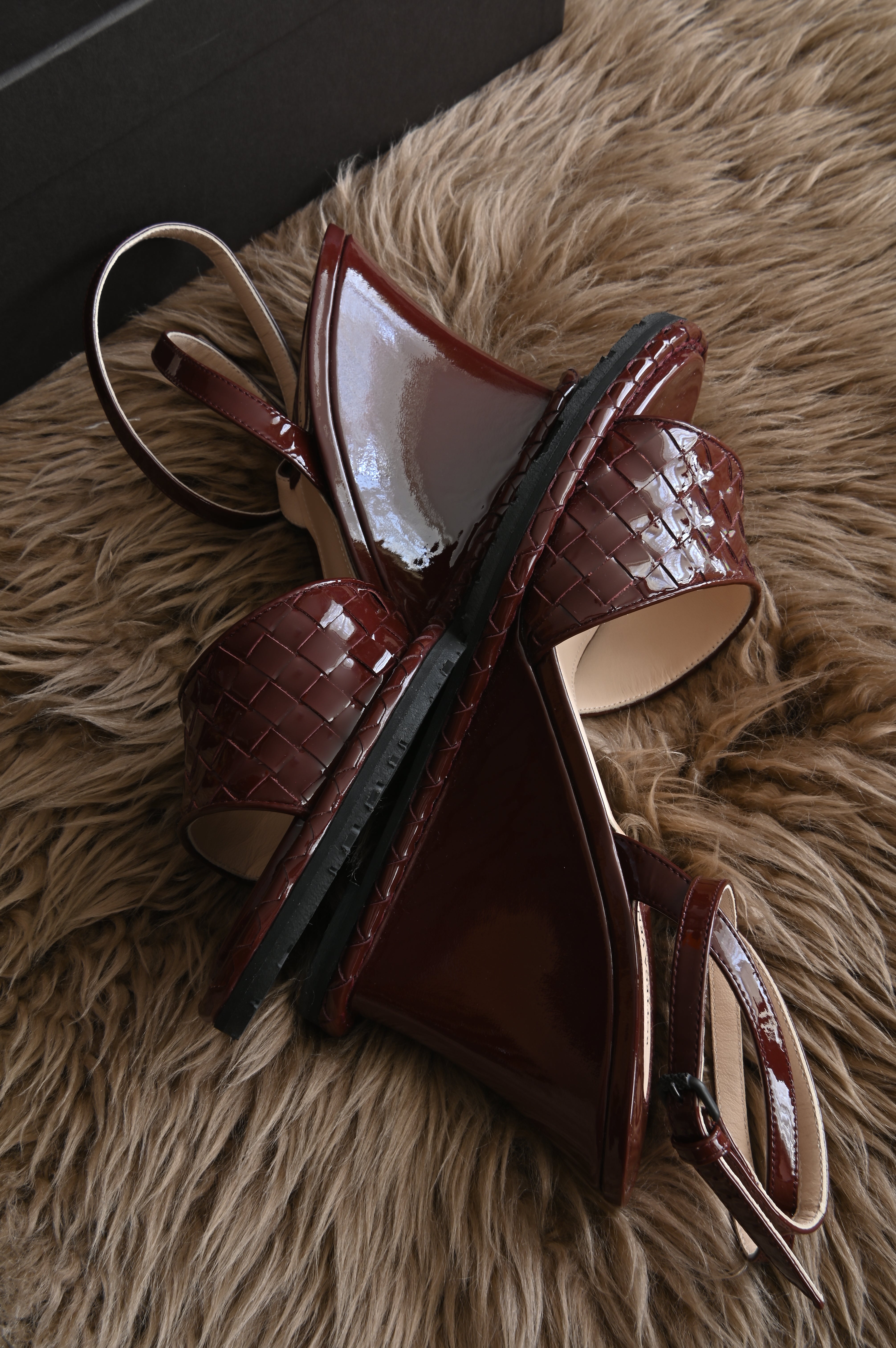 Bottega Veneta Dark Red Wedge Slingback side