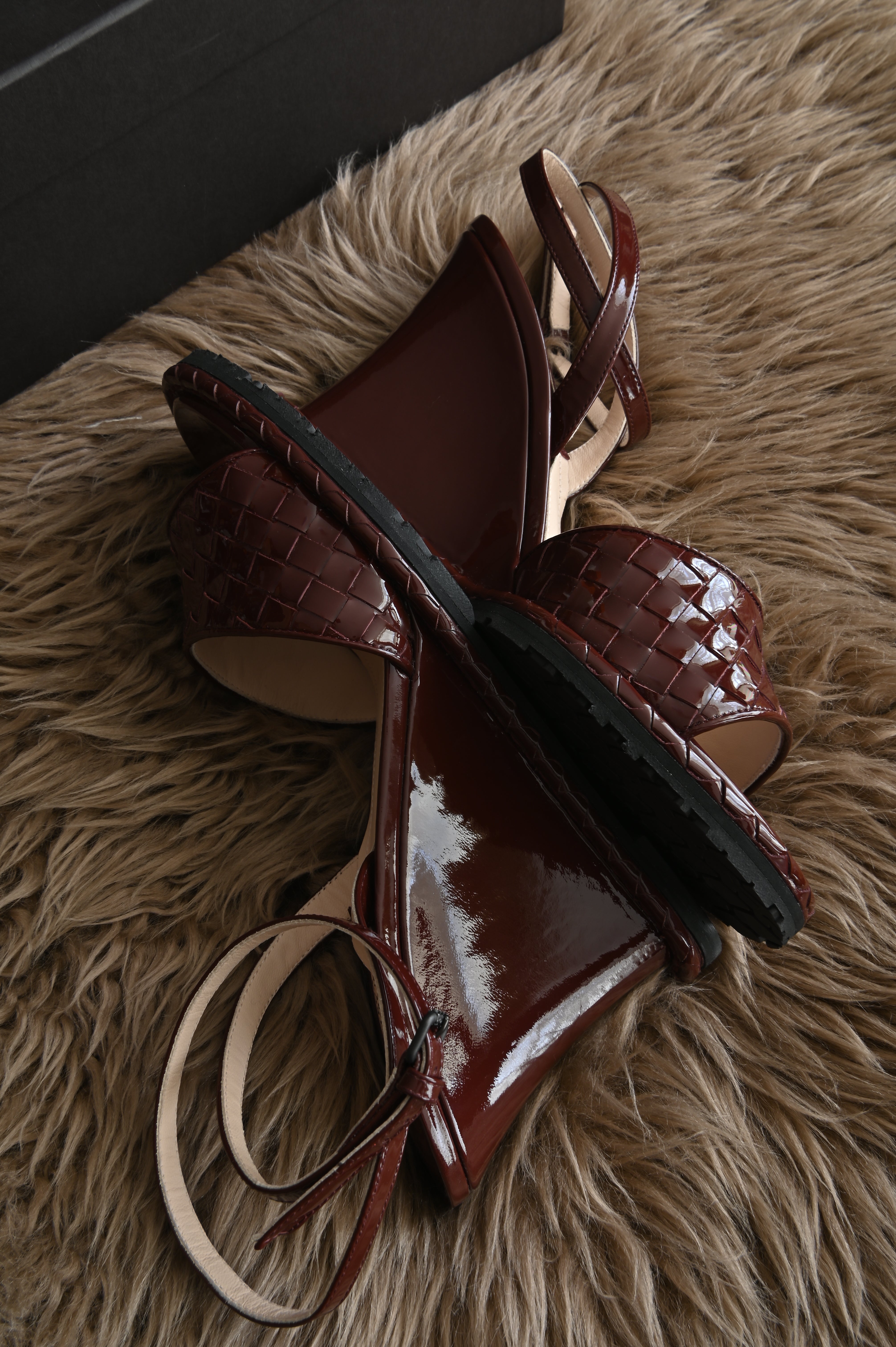 Bottega Veneta Dark Red Wedge Slingback side two