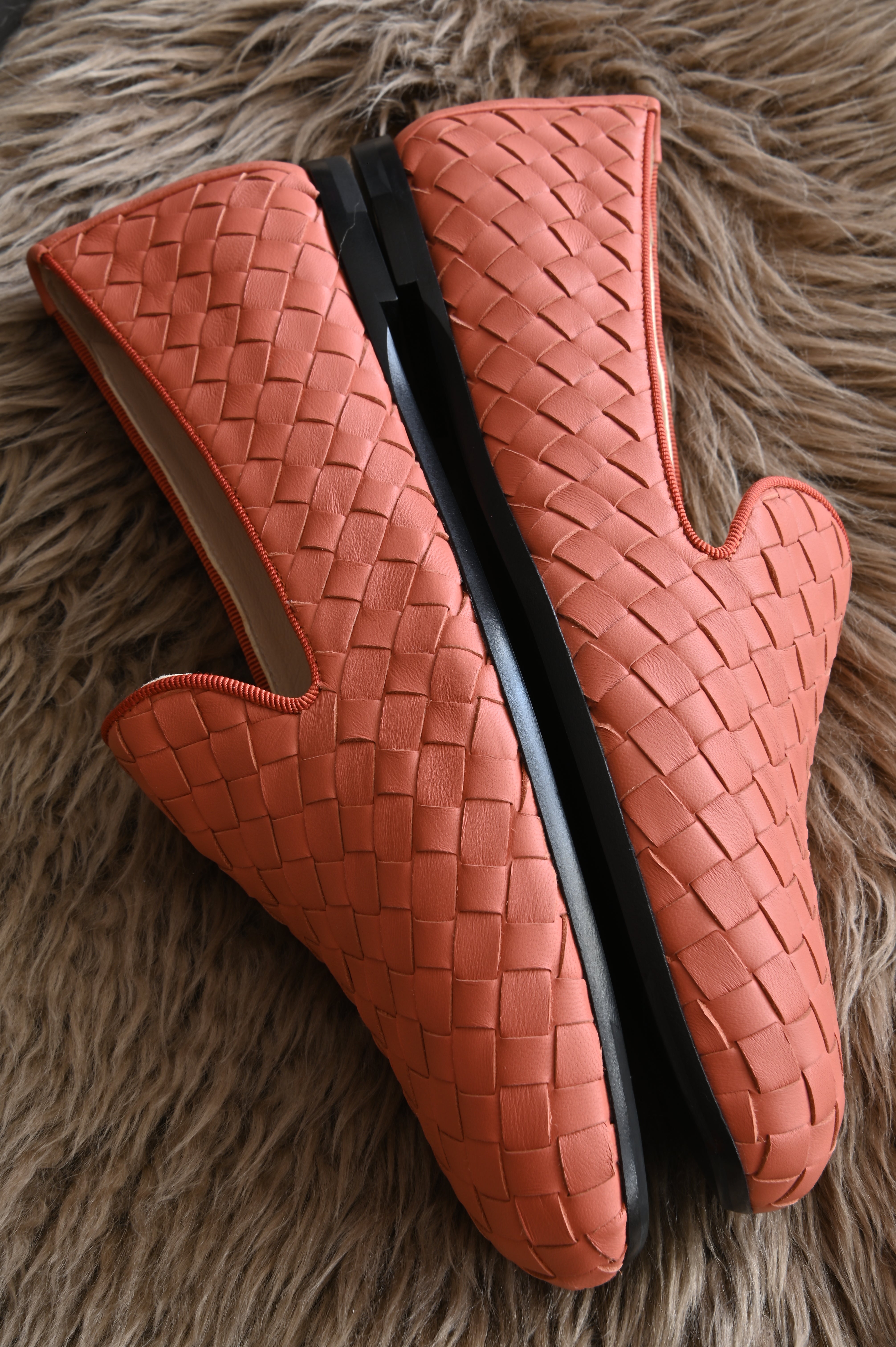 Bottega Veneta Intrecciato Peach Slippers side two