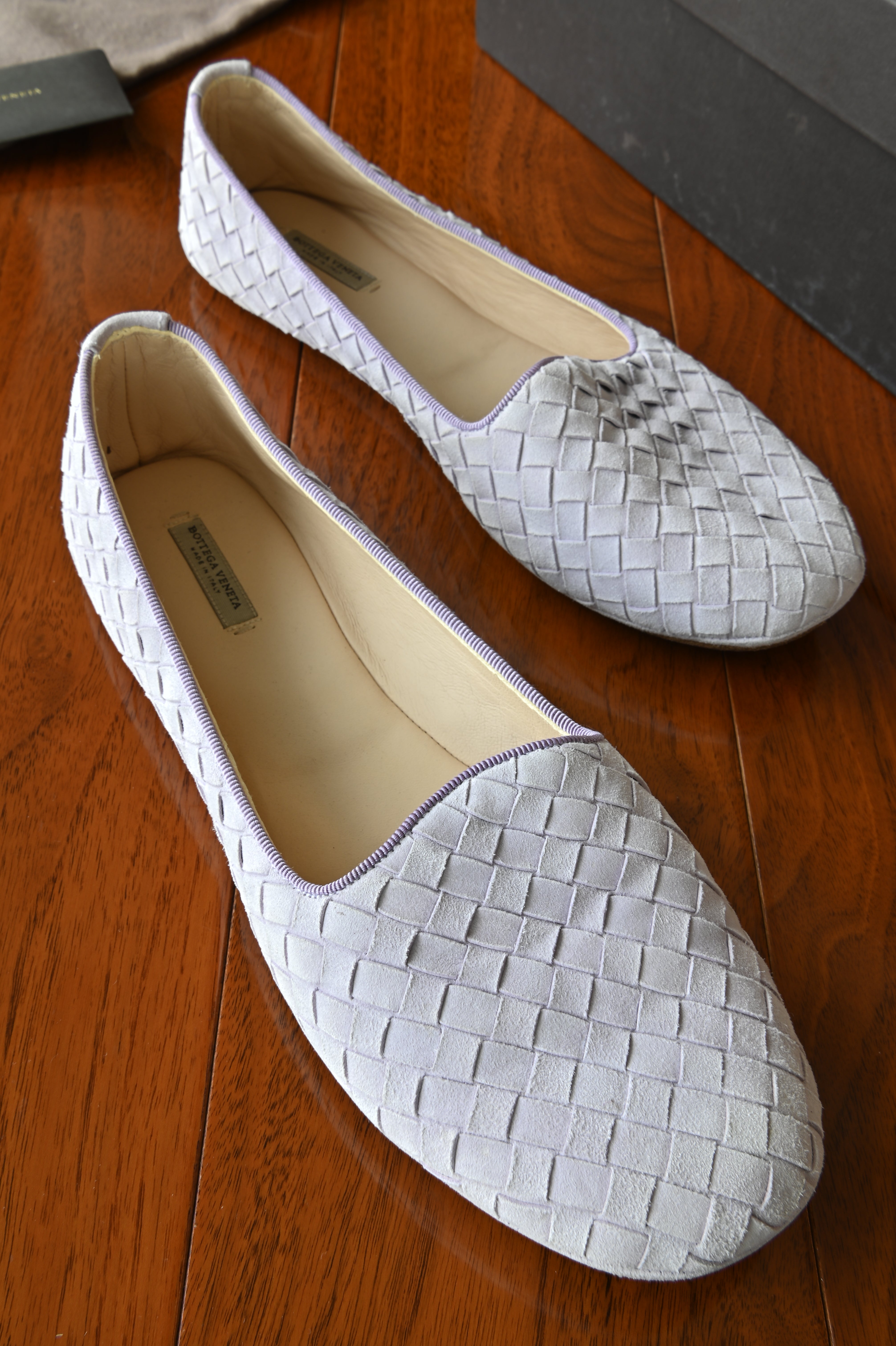 Bottega Veneta Lavender Woven Intrecciato Loafers