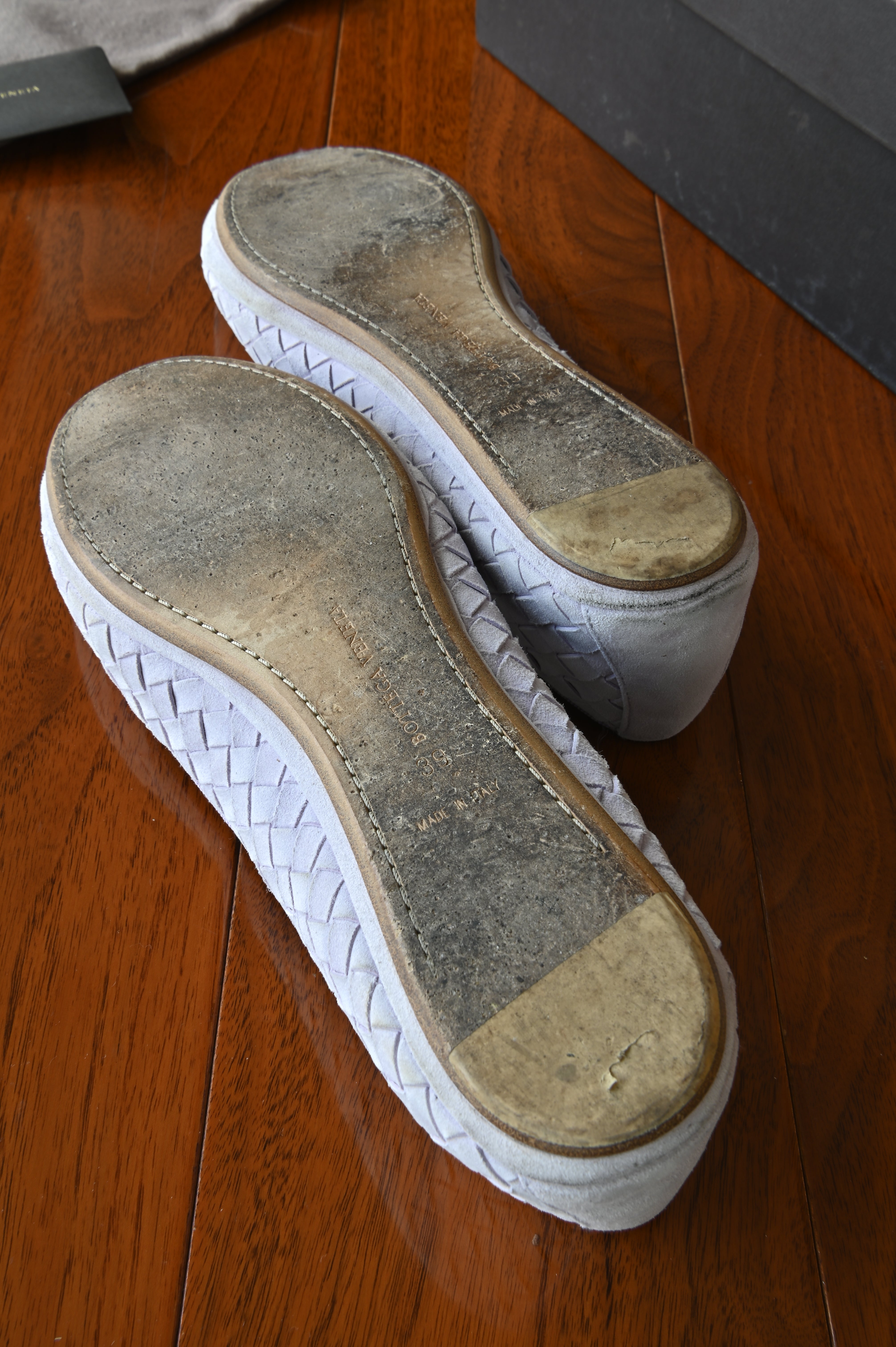 Bottega Veneta Lavender Woven Intrecciato Loafers bottom