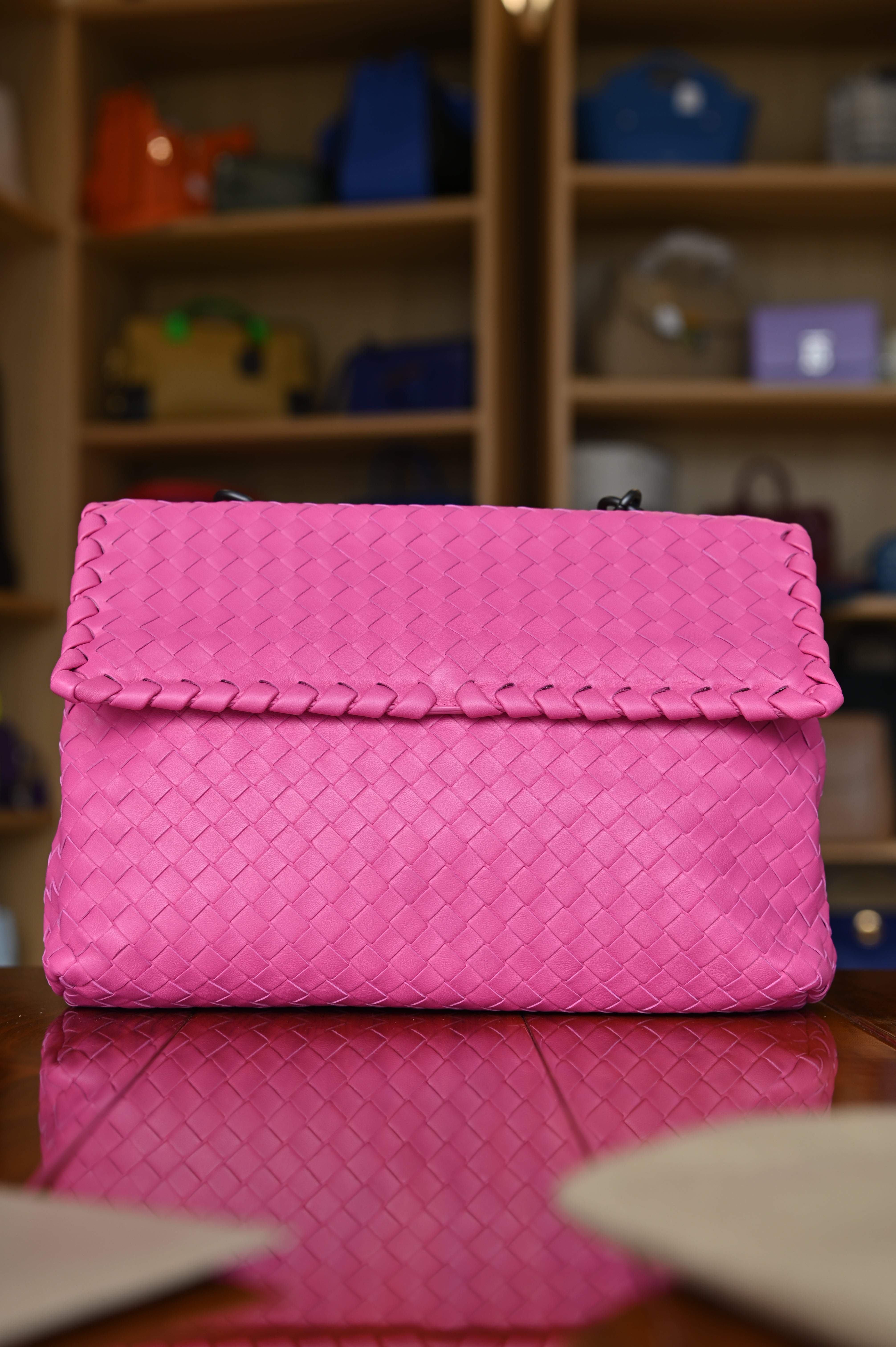Bottega Veneta Pink Woven Shoulder Bag