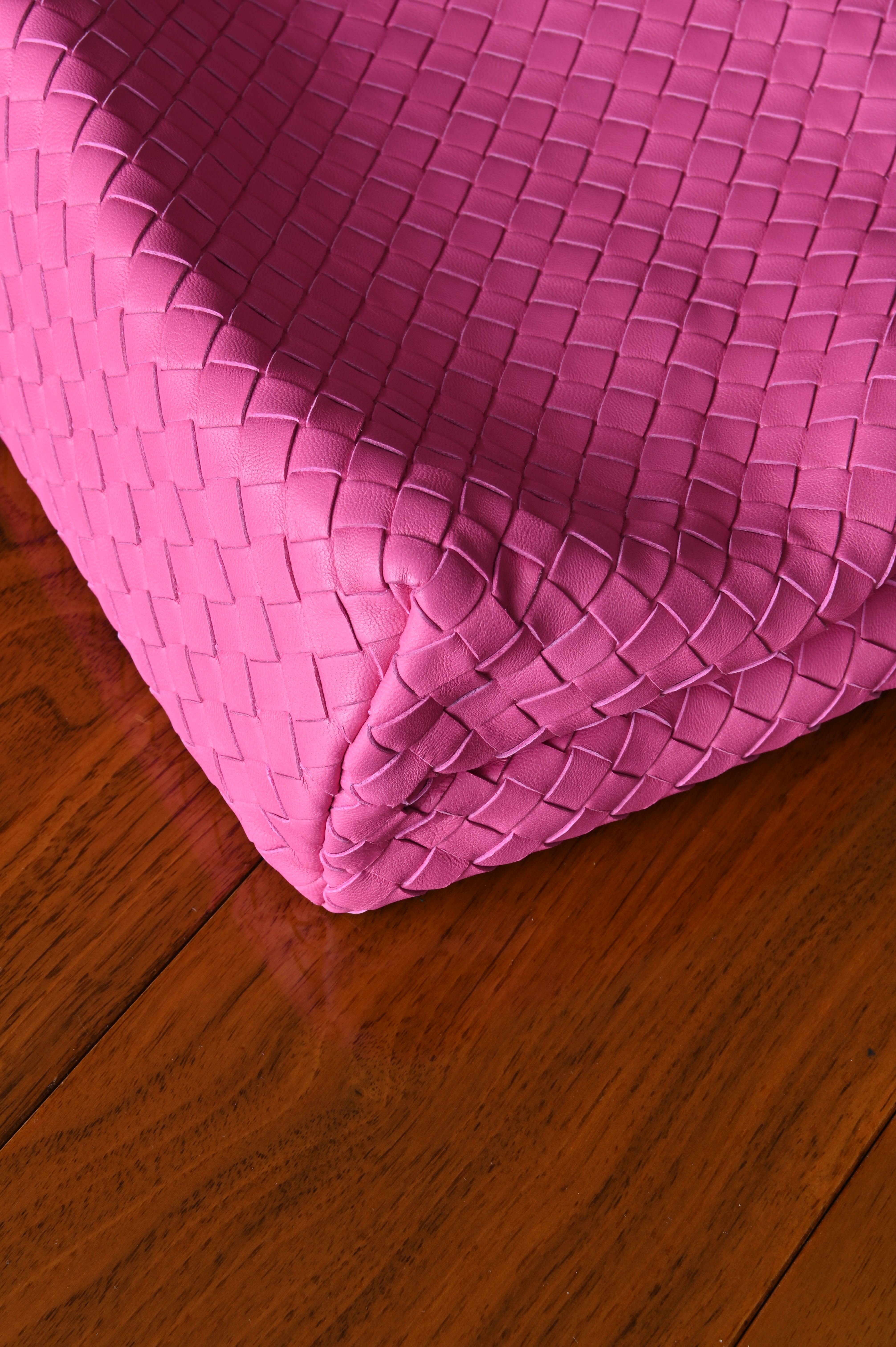 Bottega Veneta Pink Woven Shoulder Bag angle