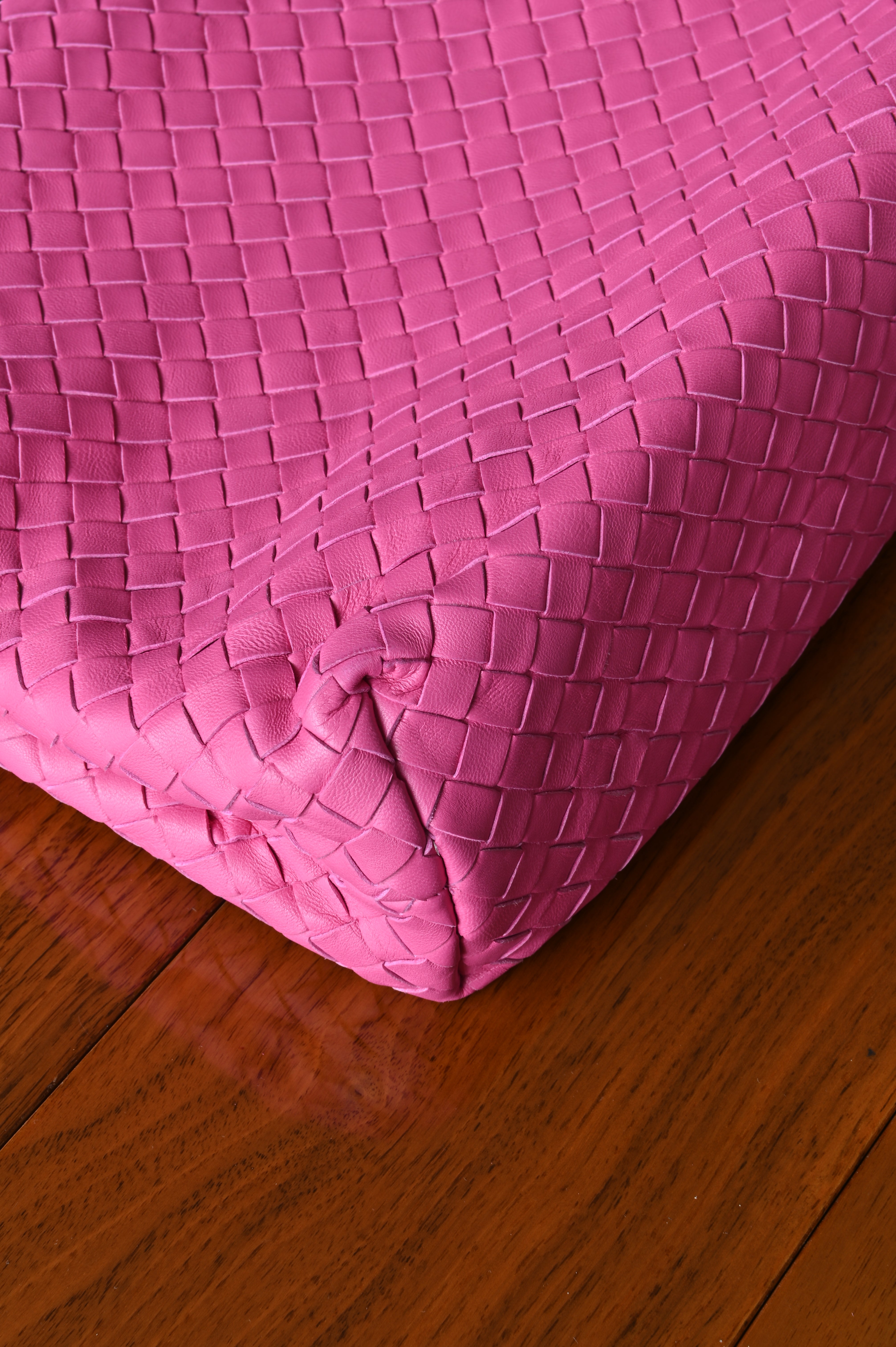 Bottega Veneta Pink Woven Shoulder Bag angle two