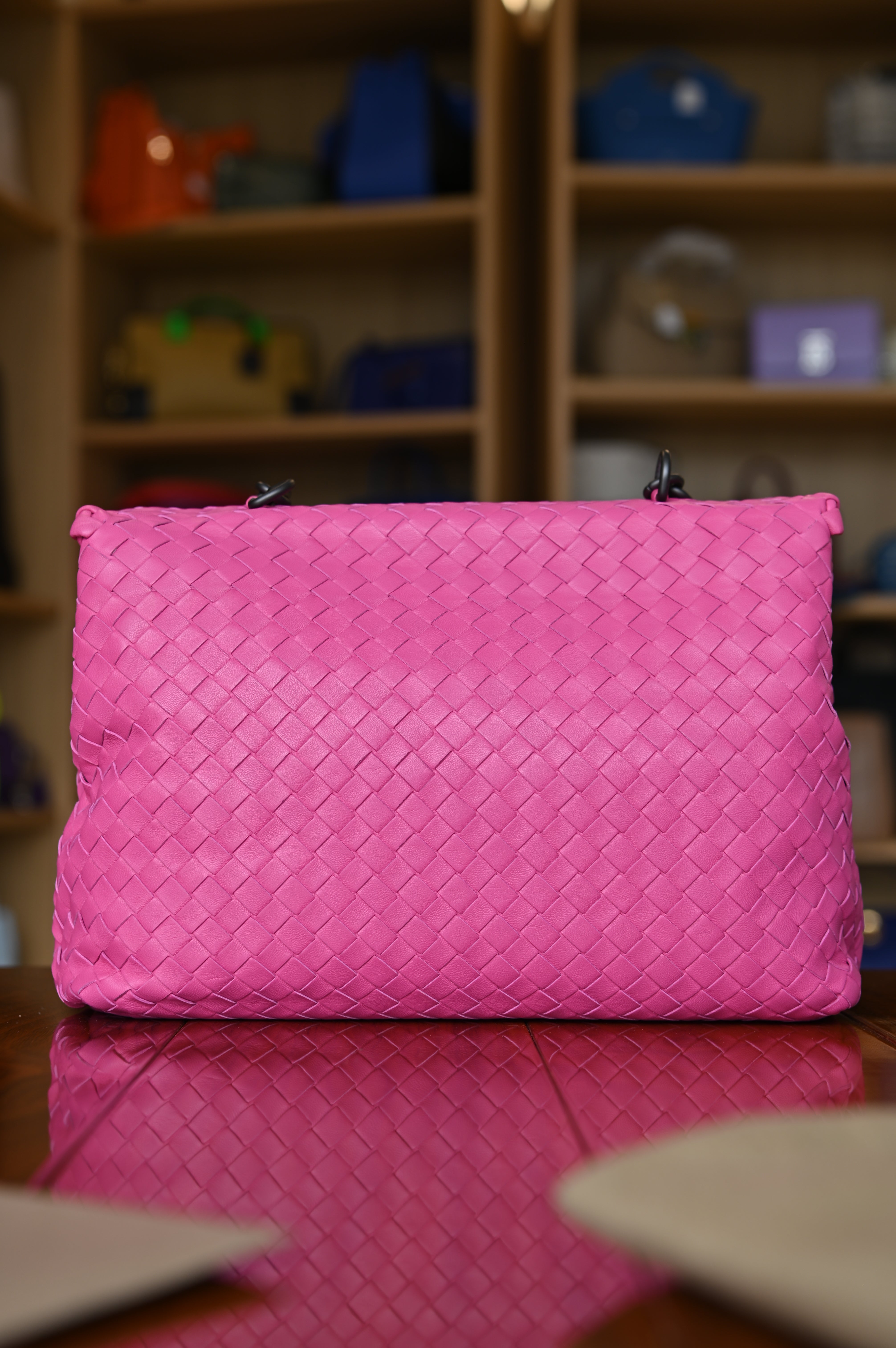 Bottega Veneta Pink Woven Shoulder Bag back