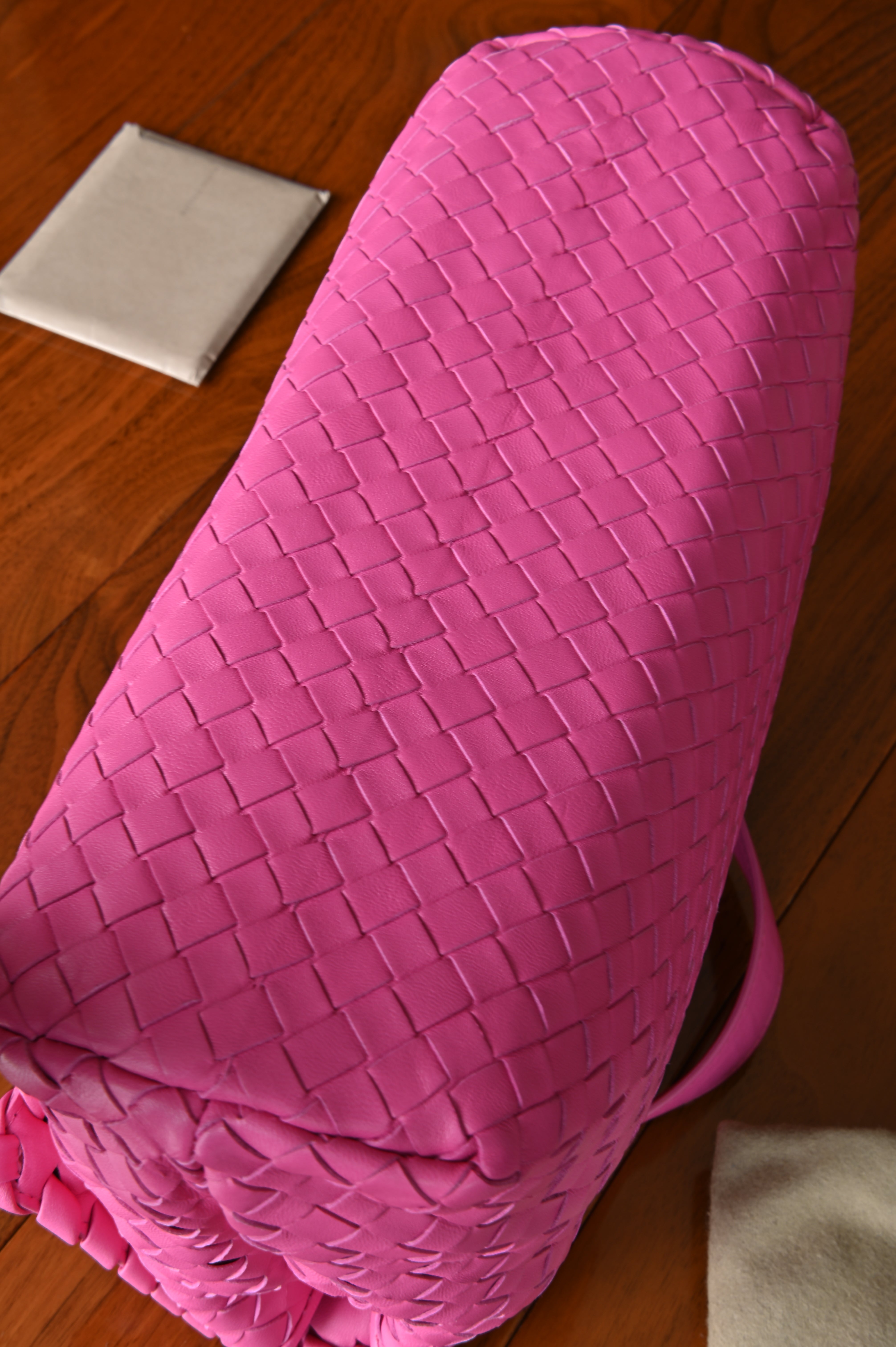 Bottega Veneta Pink Woven Shoulder Bag bottom