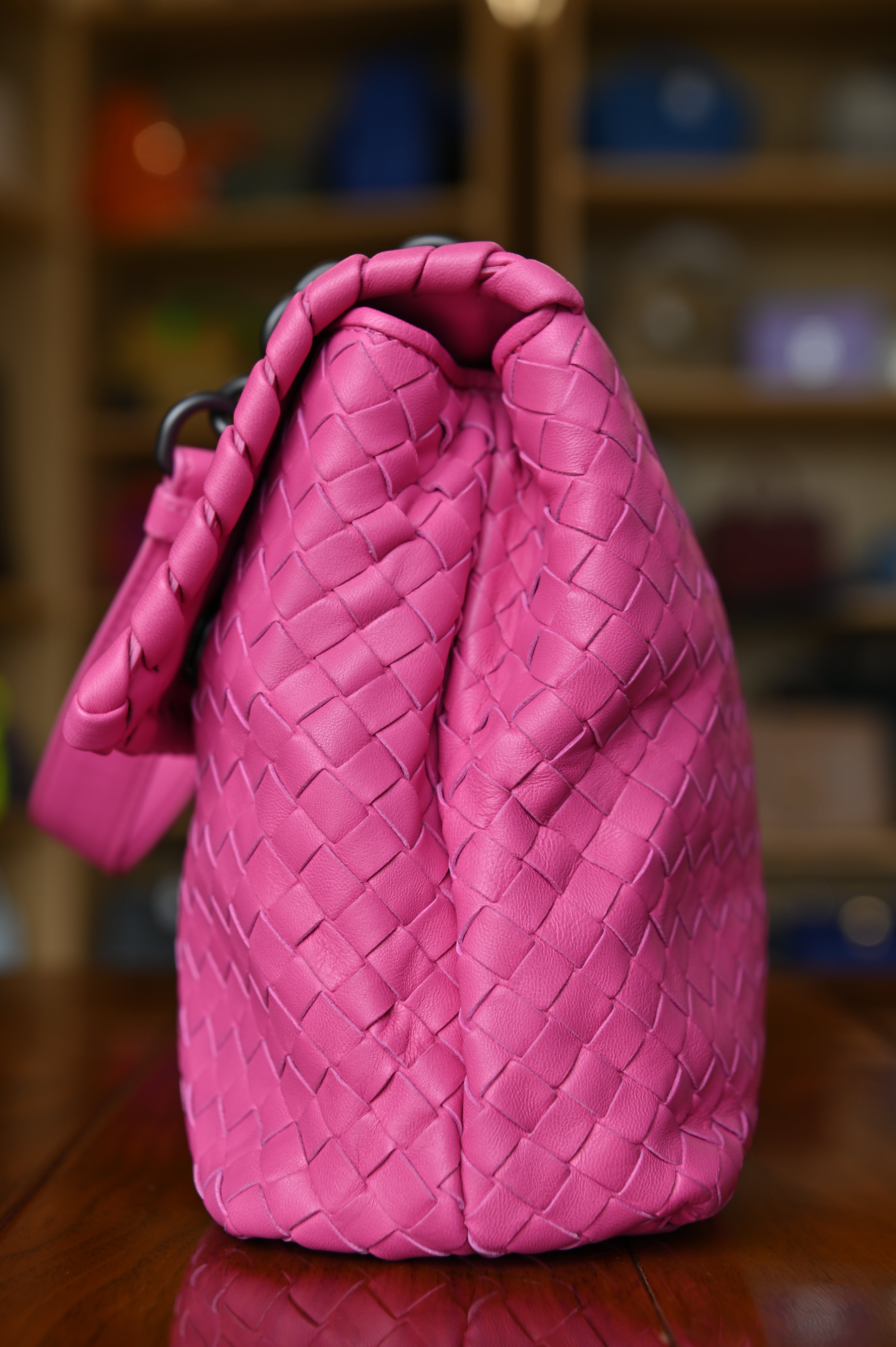 Bottega Veneta Pink Woven Shoulder Bag side two