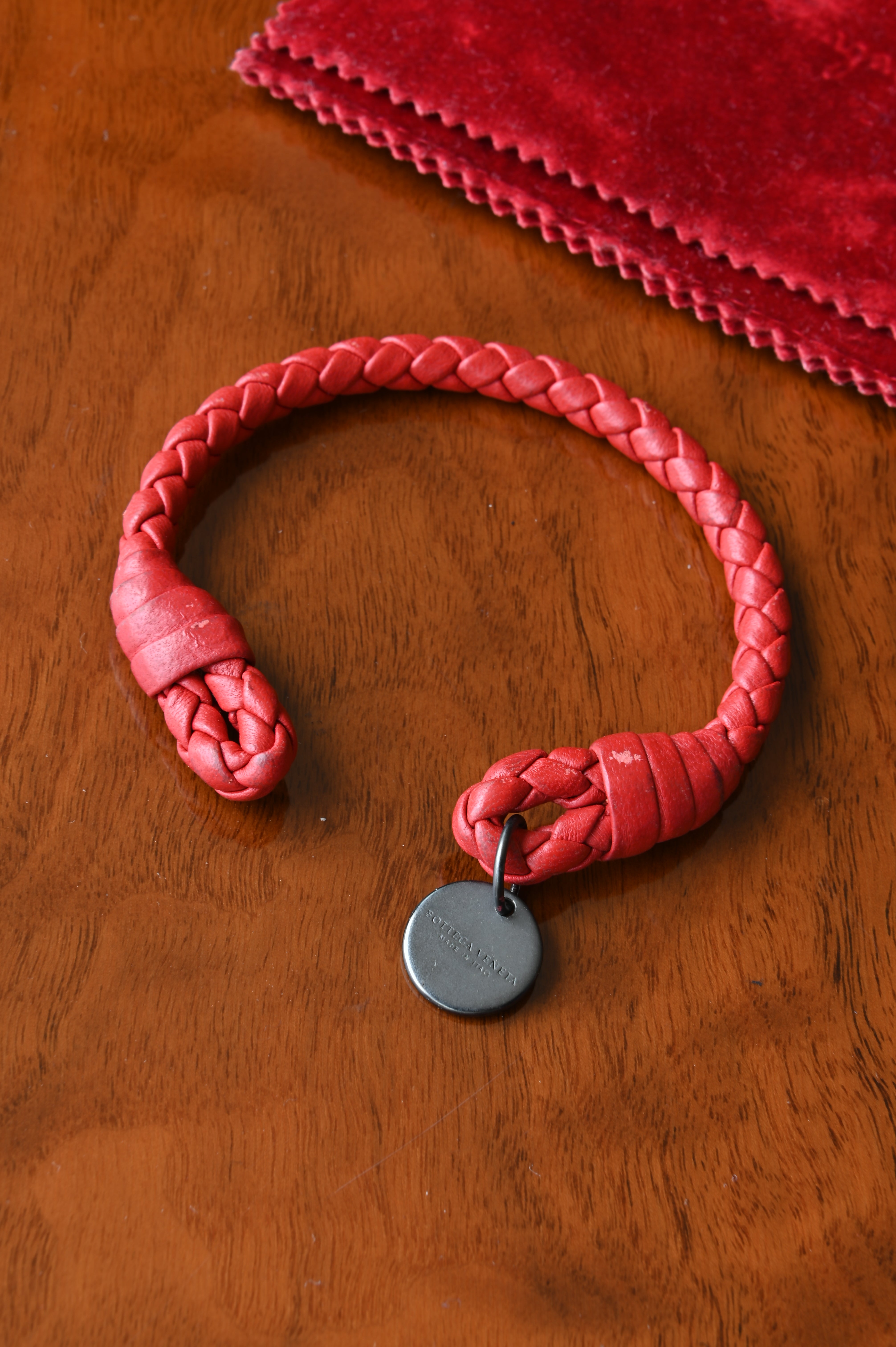Bottega Veneta Red Woven Bracelet