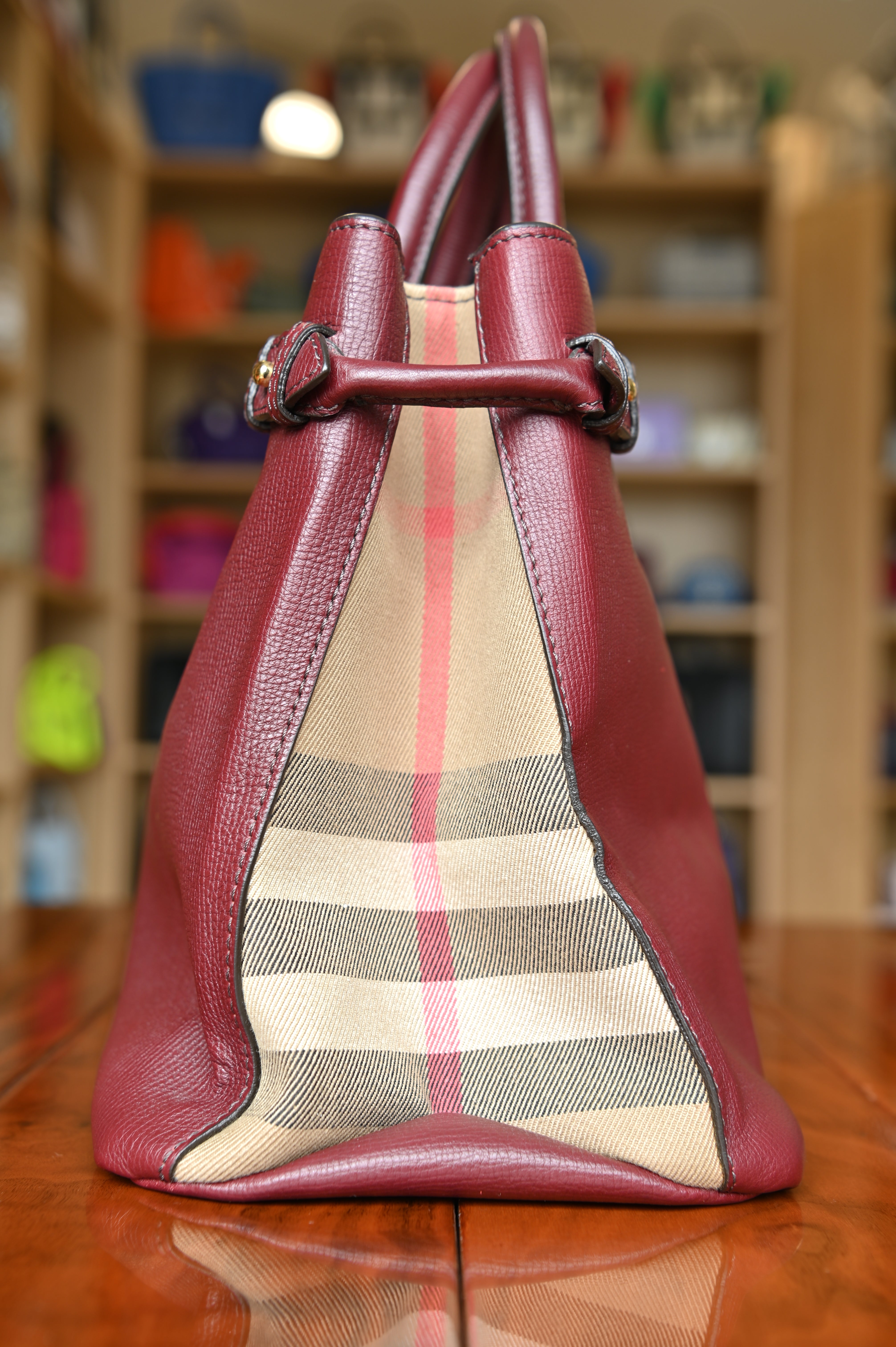 Burberry Maroon Banner Tote Bag side two