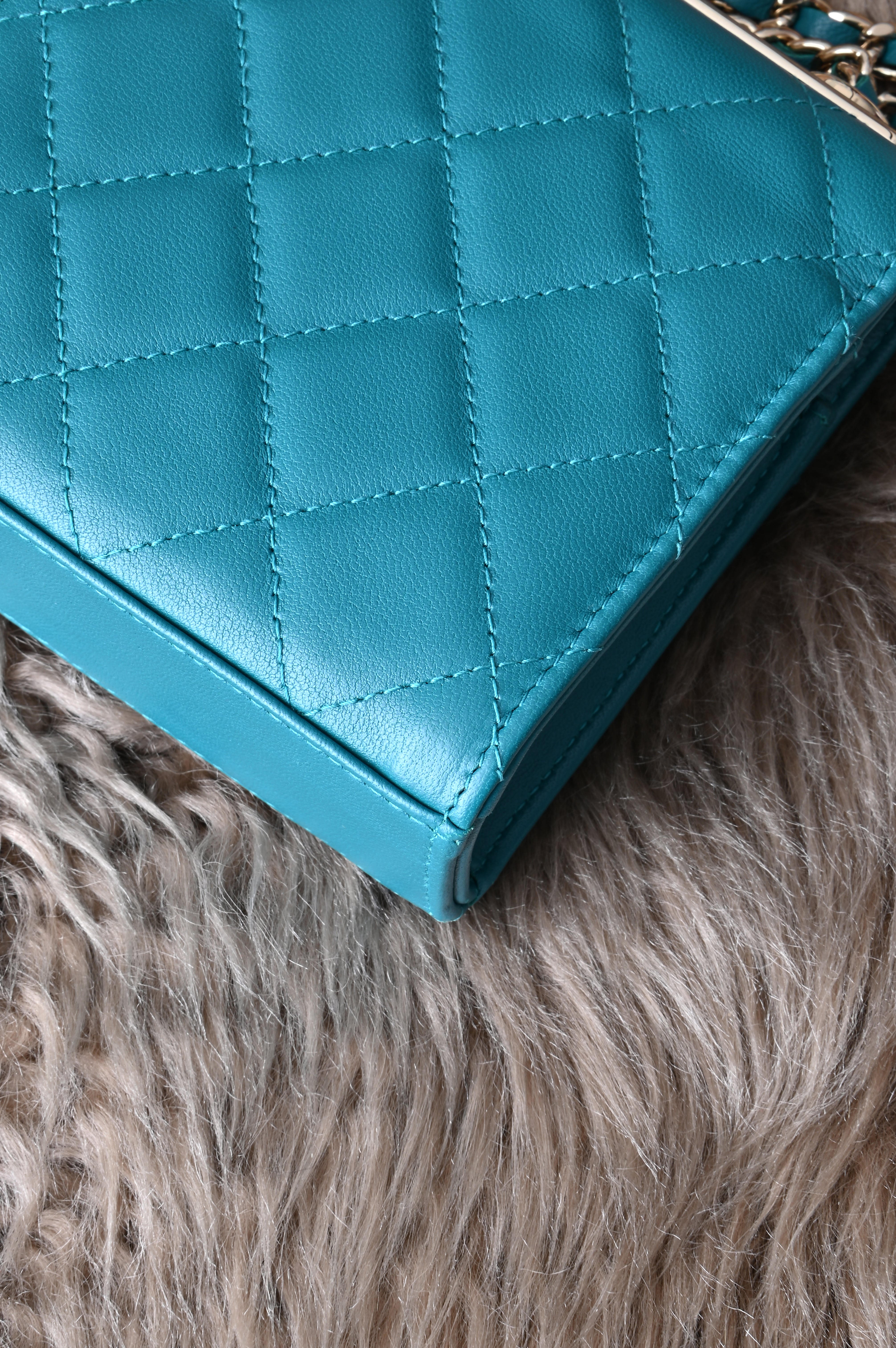 Chanel Quilted Trendy Mini WOC in teal blue