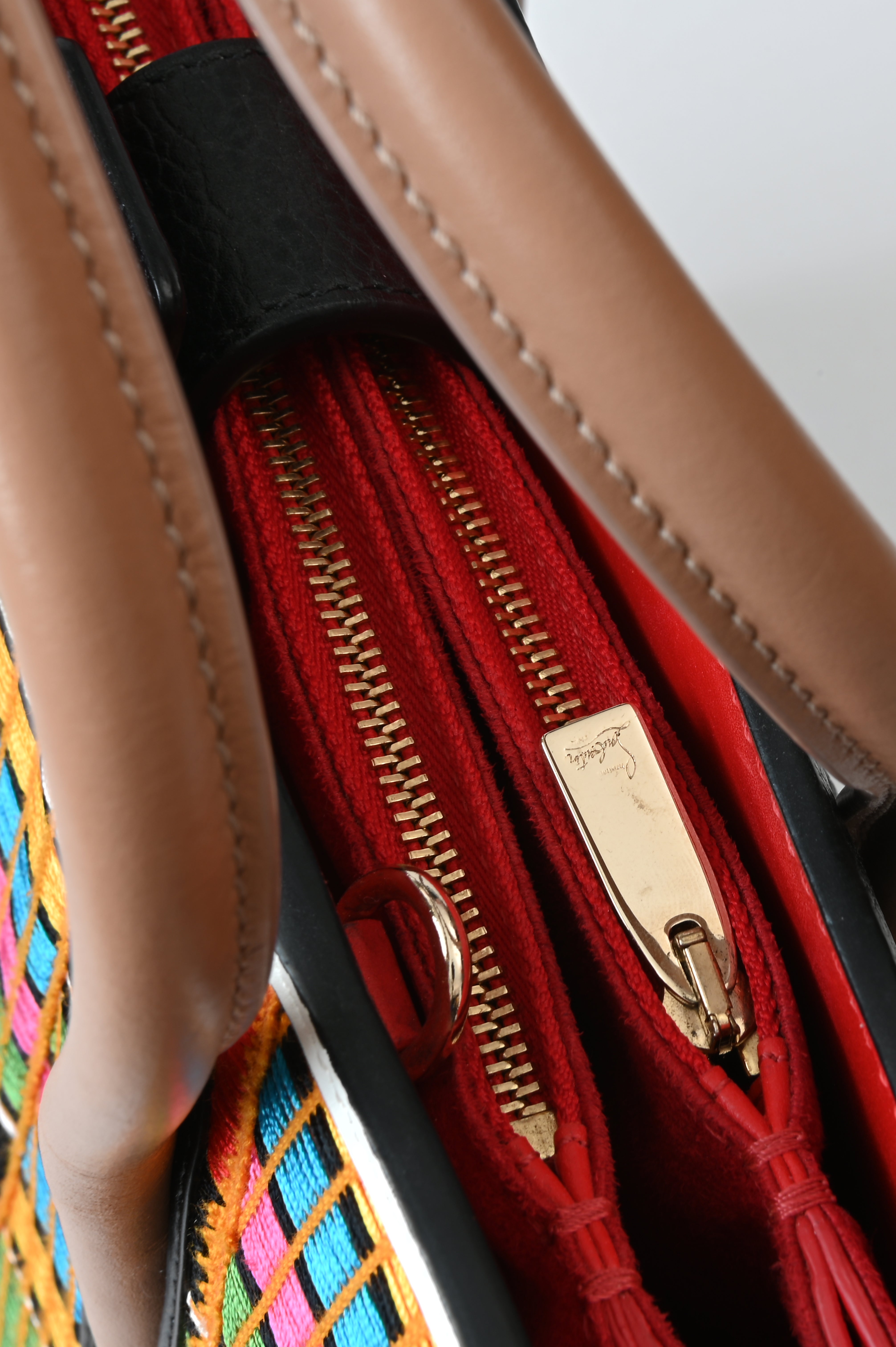 Christian Louboutin Paloma Tote Leather and Africube Textile
