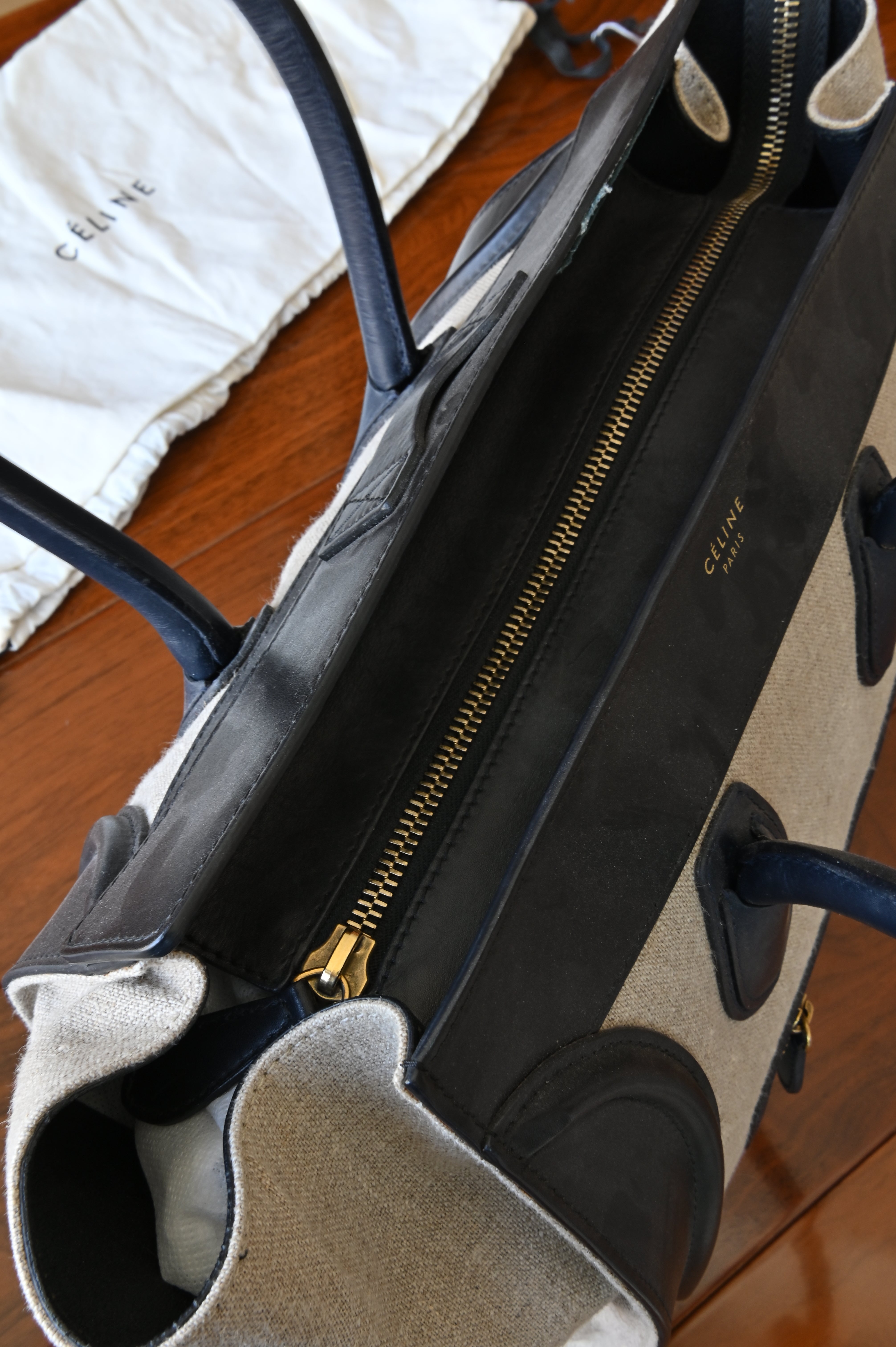 Celine Beige Micro Luggage Tote Bag top