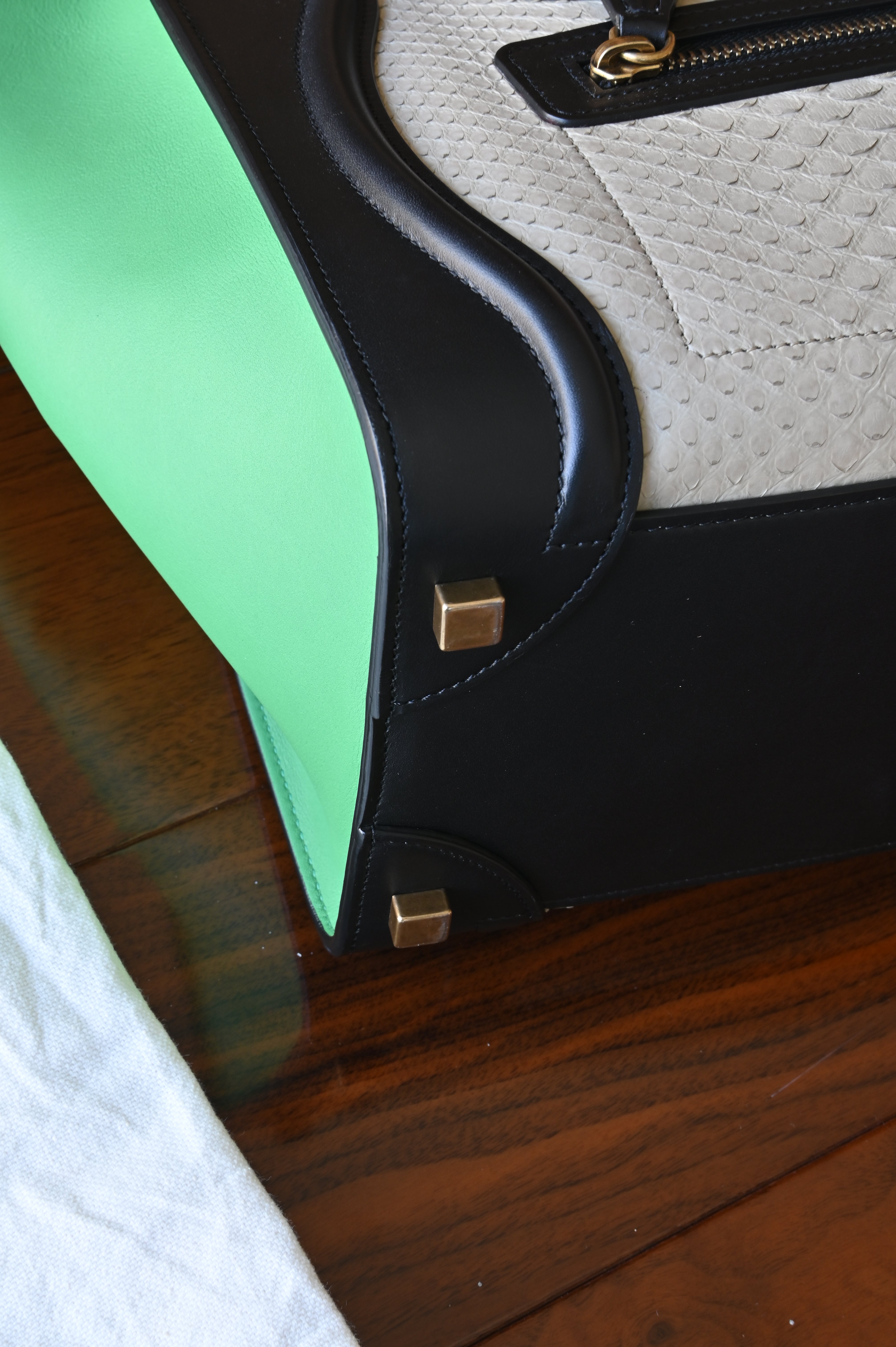 Celine Green Micro Luggage Tote Bag angle