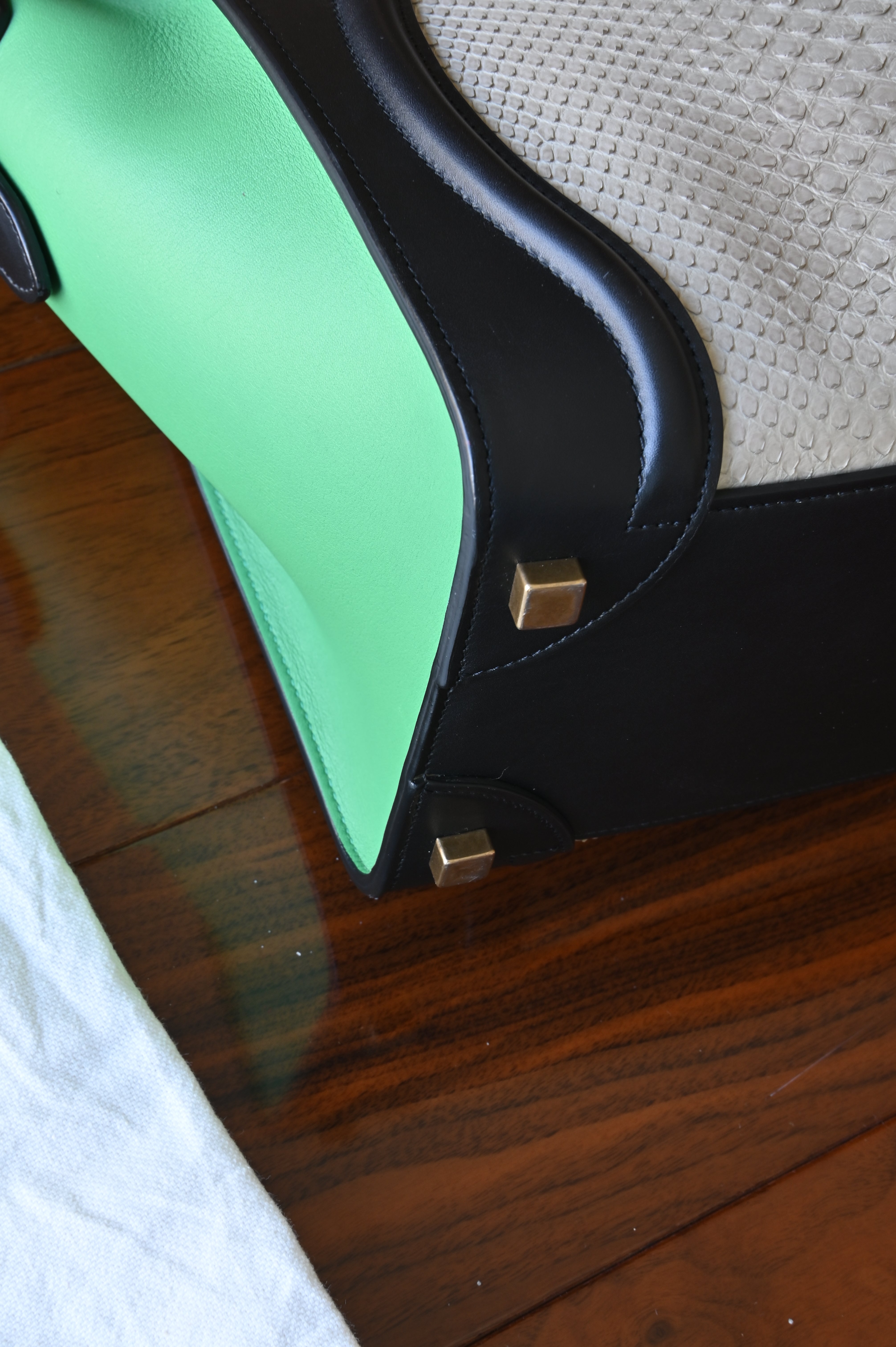 Celine Green Micro Luggage Tote Bag corner