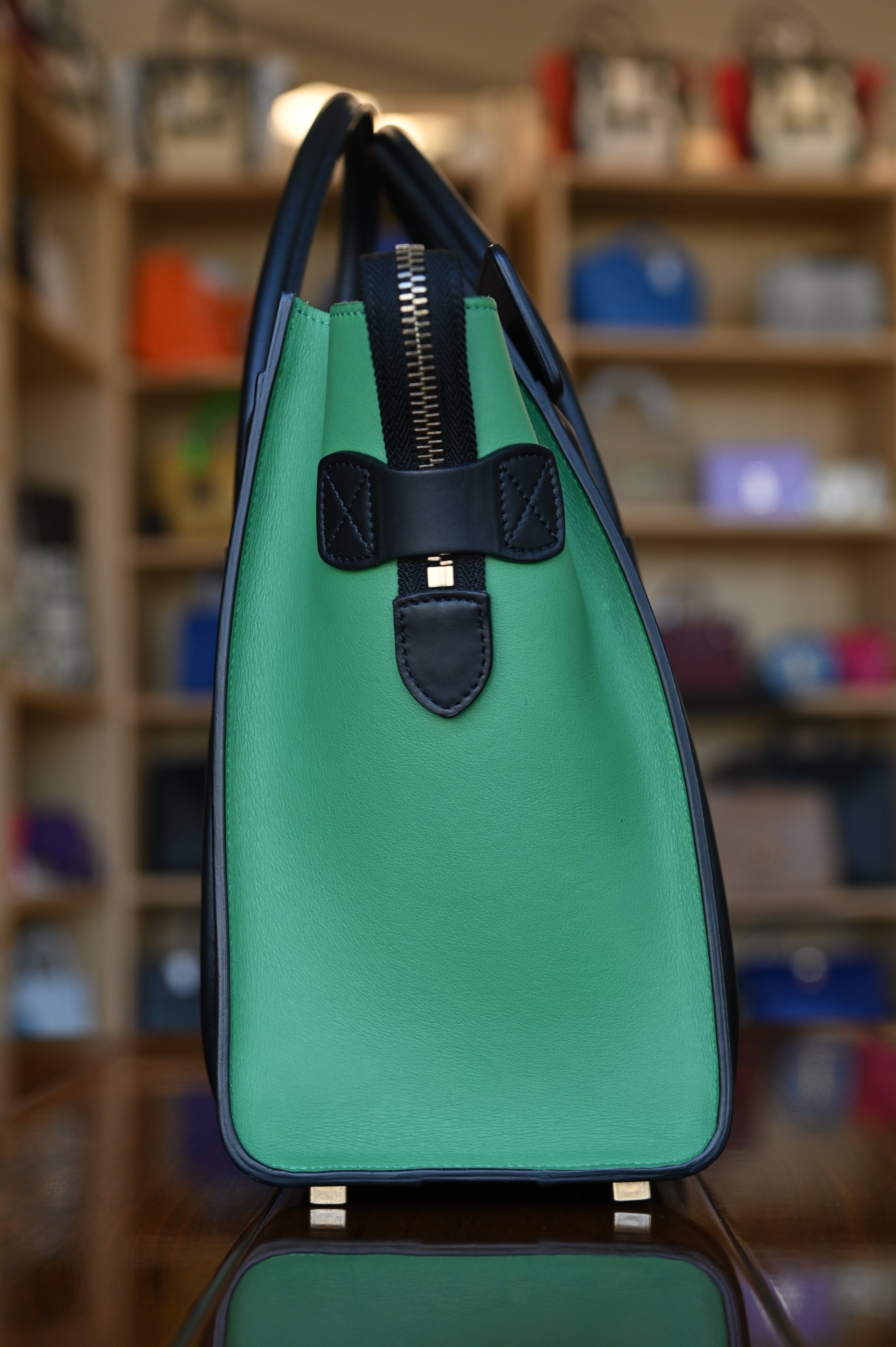 Celine Green Micro Luggage Tote Bag left