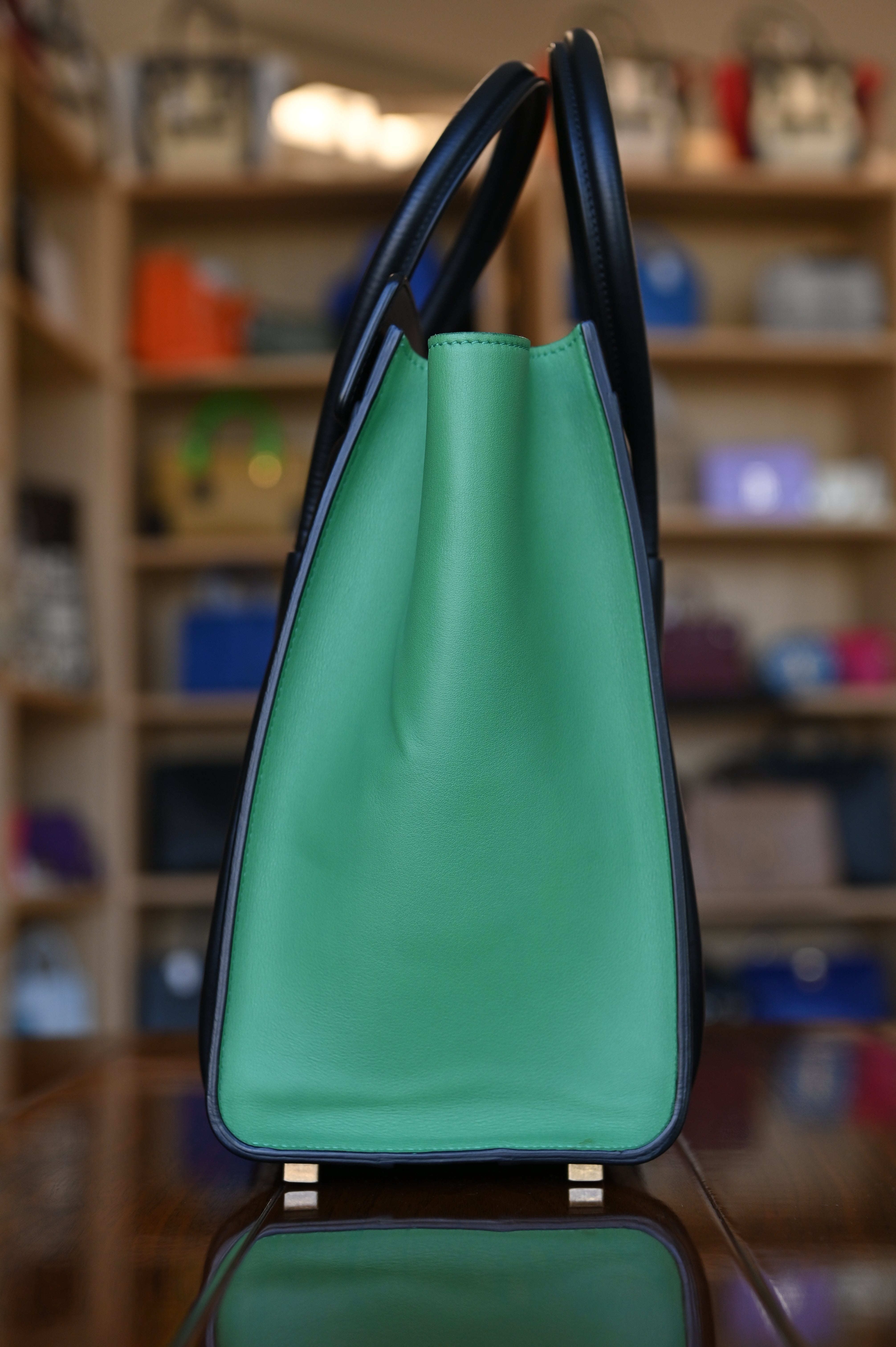 Celine Green Micro Luggage Tote Bag right