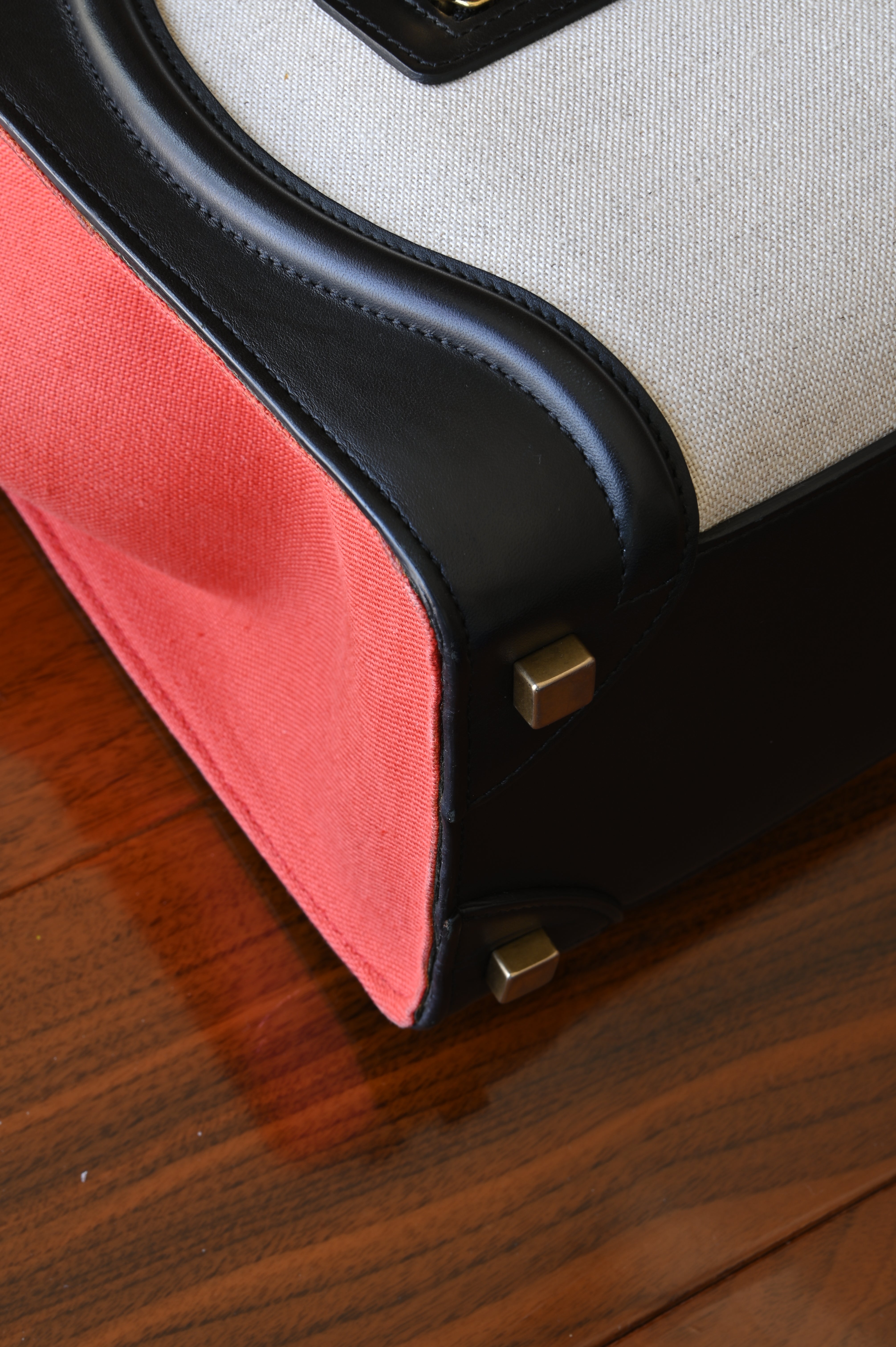 Celine Red Micro Luggage Tote Bag corner