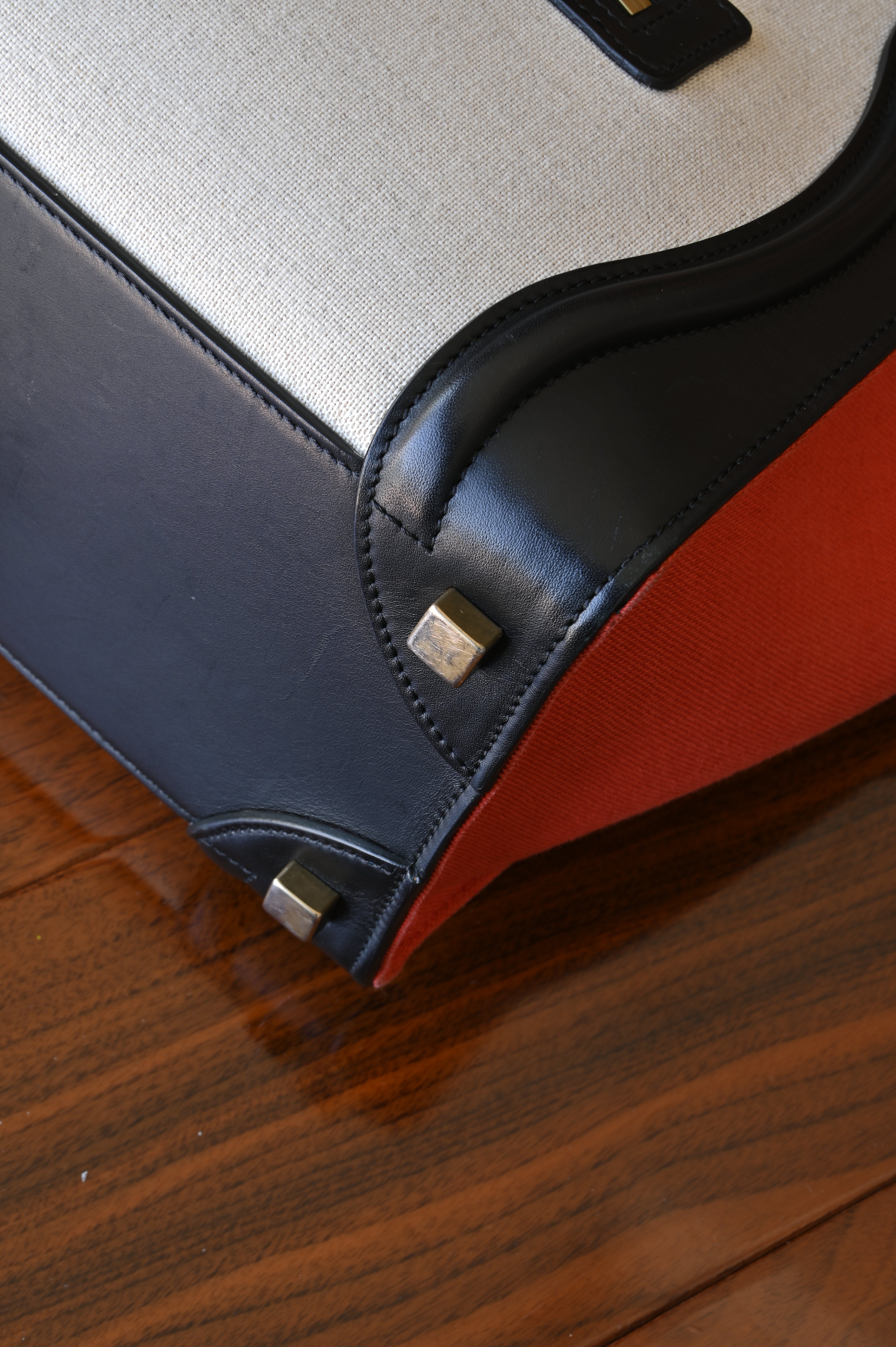 Celine Red Micro Luggage Tote Bag corner two