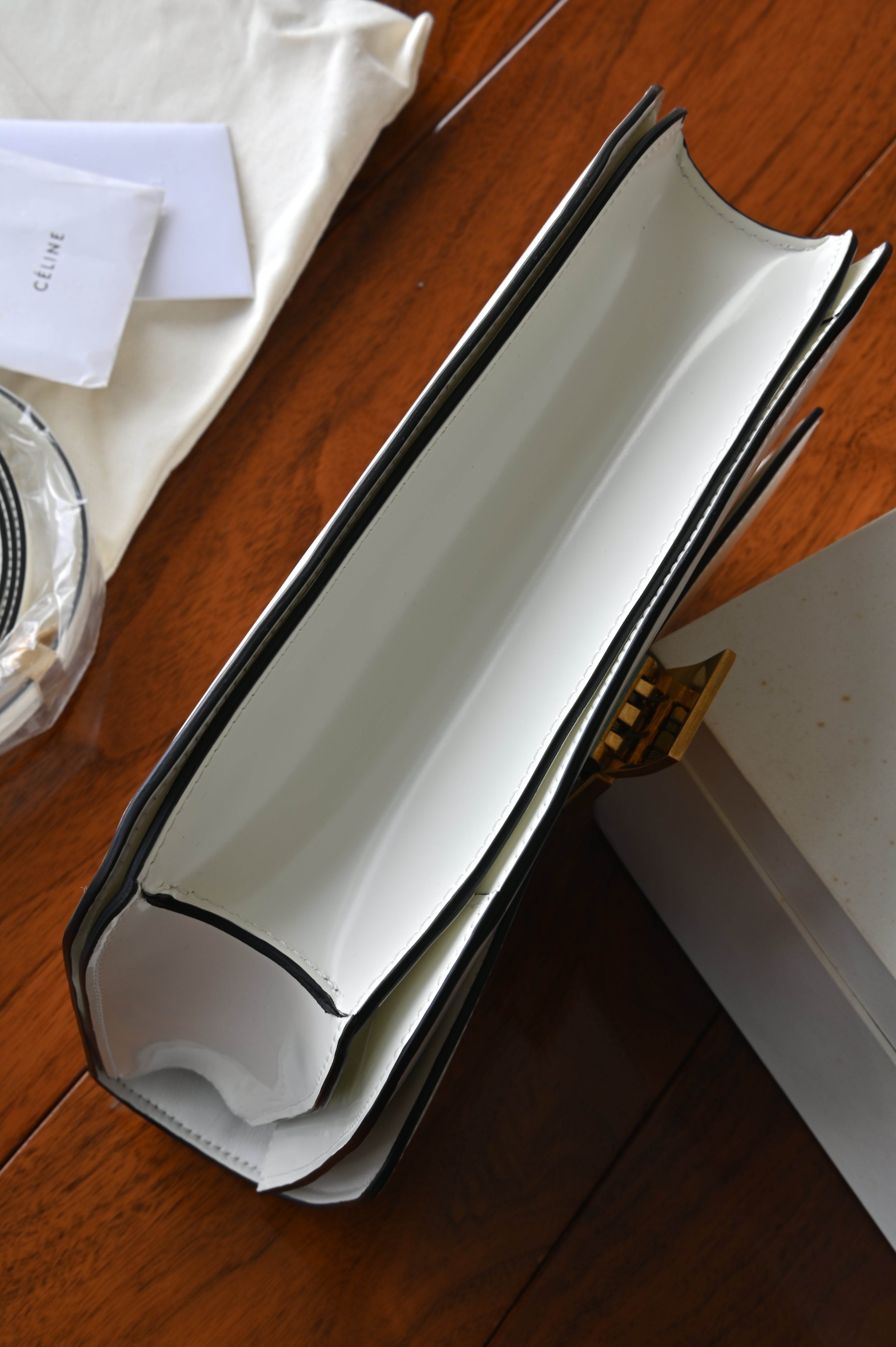 Celine White Classic Box Bag bottom