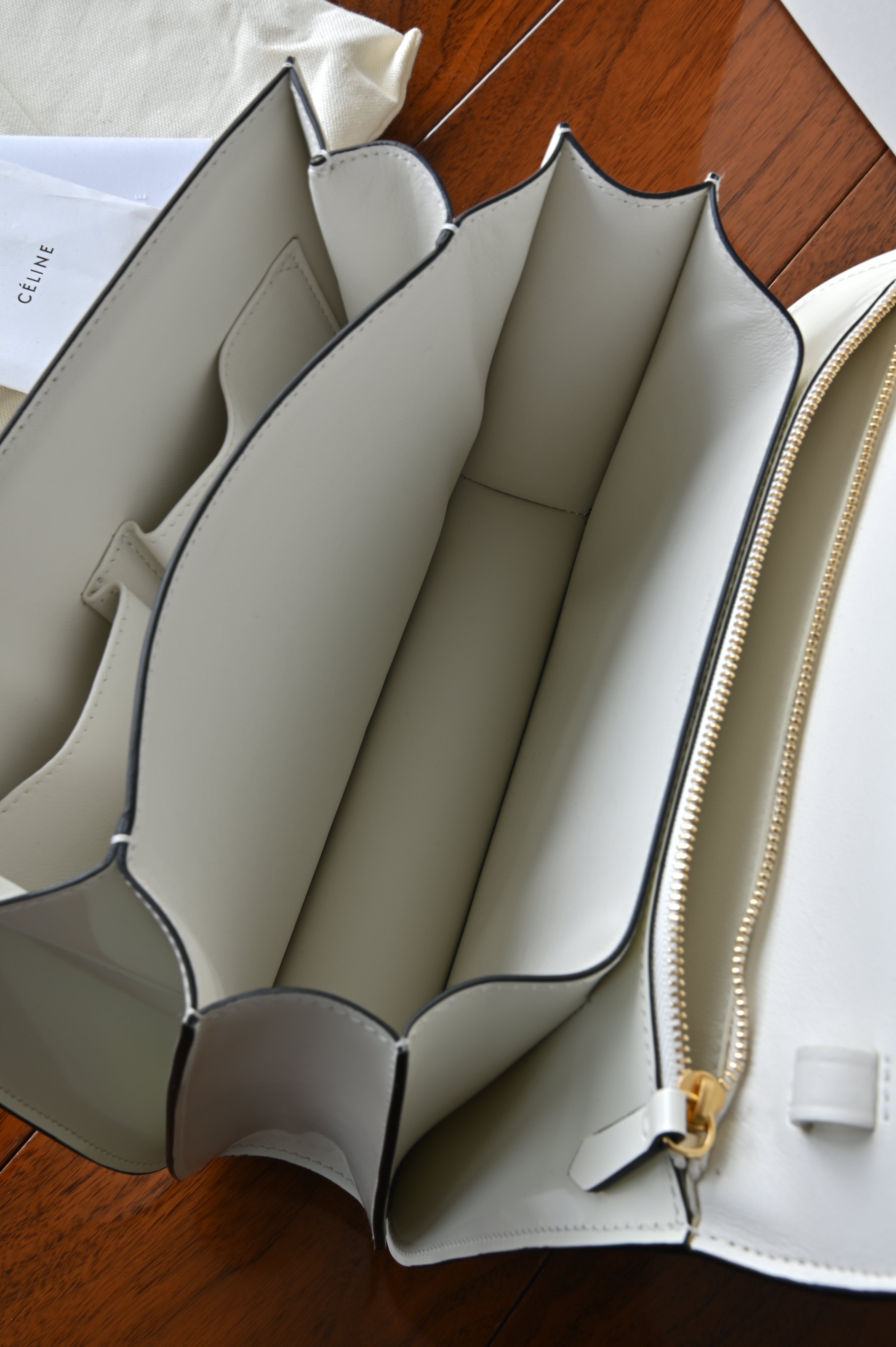Celine White Classic Box Bag inside