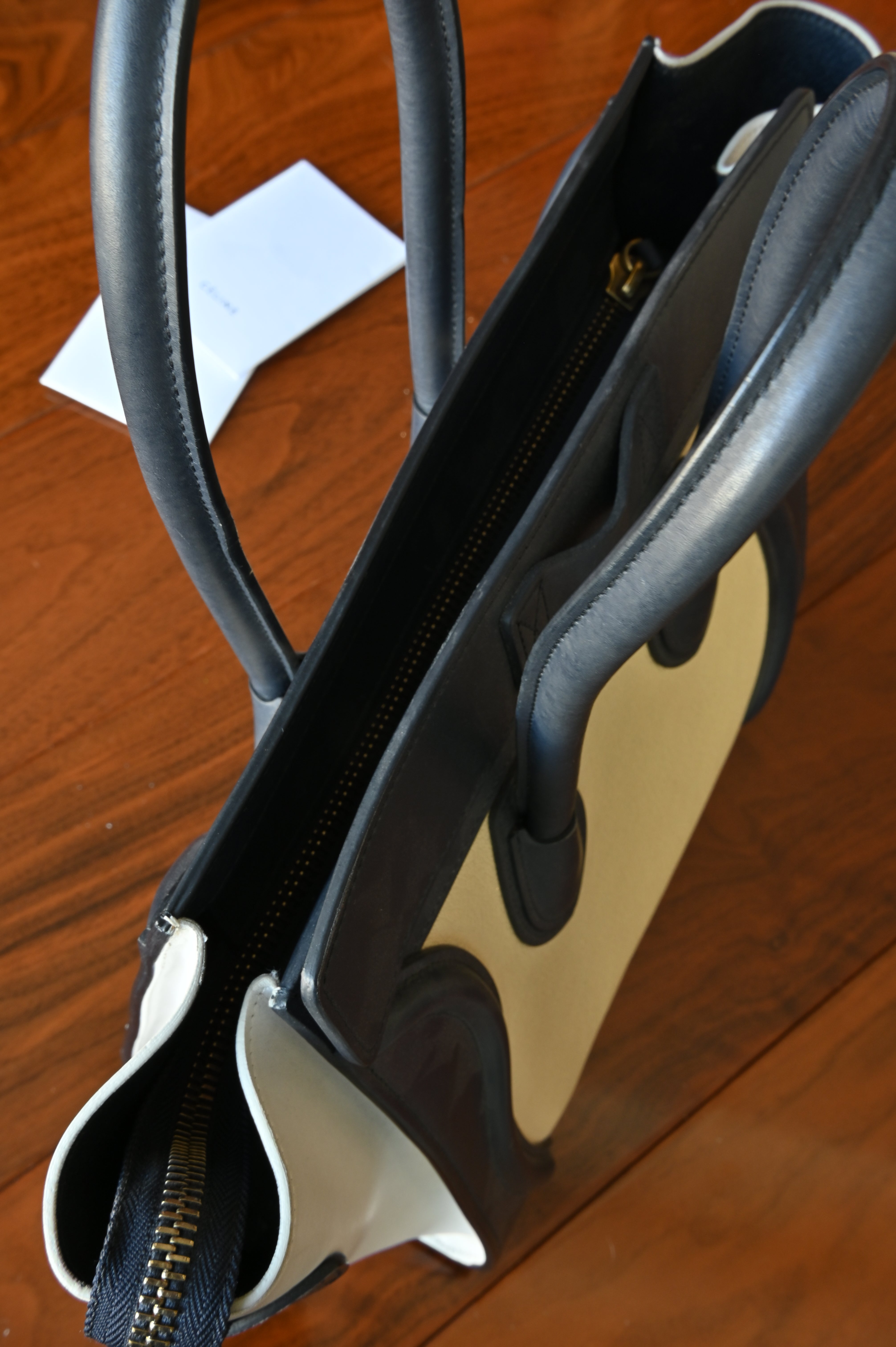 Celine White Micro Luggage Tote Bag top two