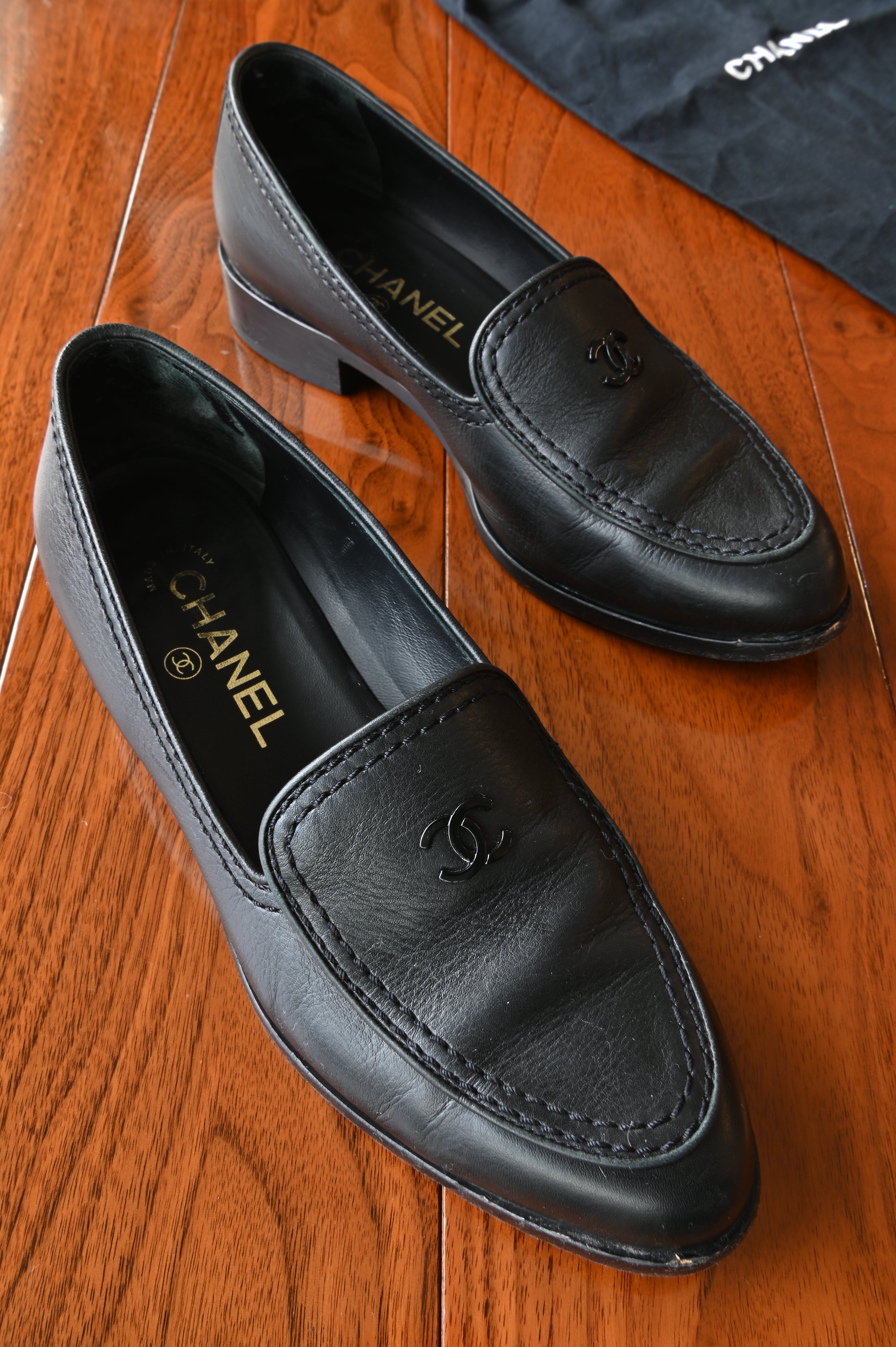 Chanel Black CC Loafers