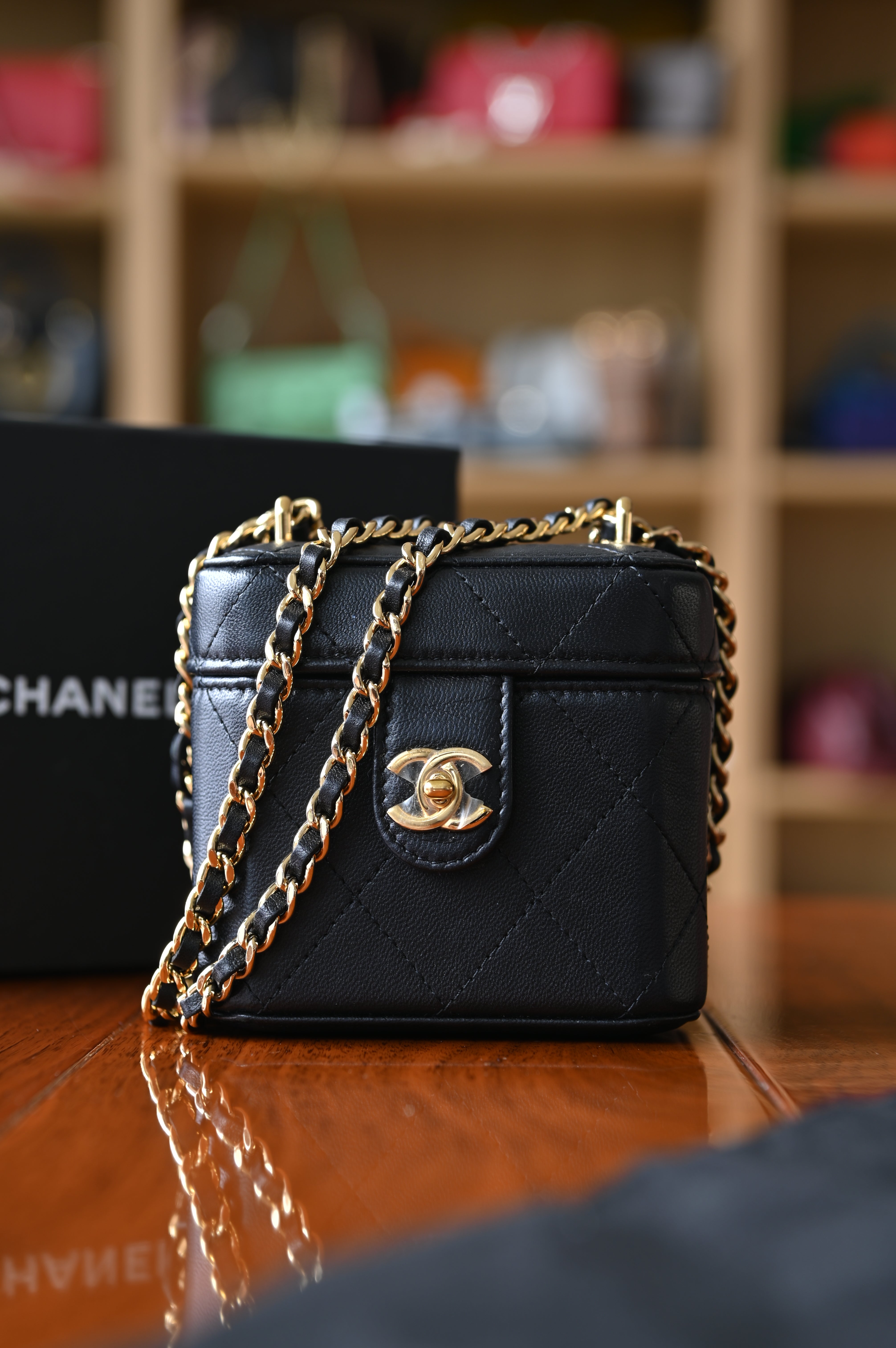 Chanel Black Quilted Mini Case Shoulder Bag strap
