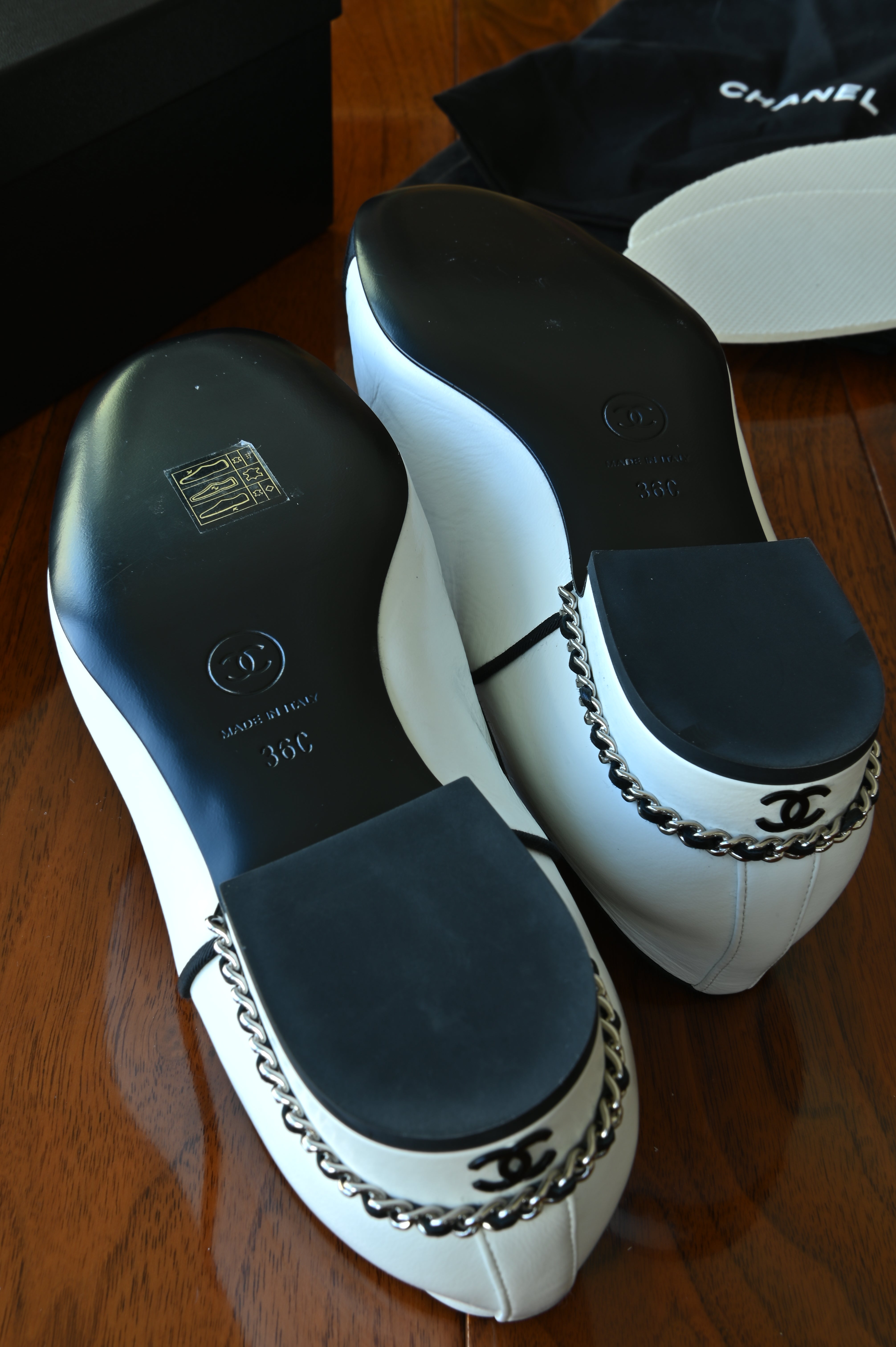 Chanel Black White Shoes bottom