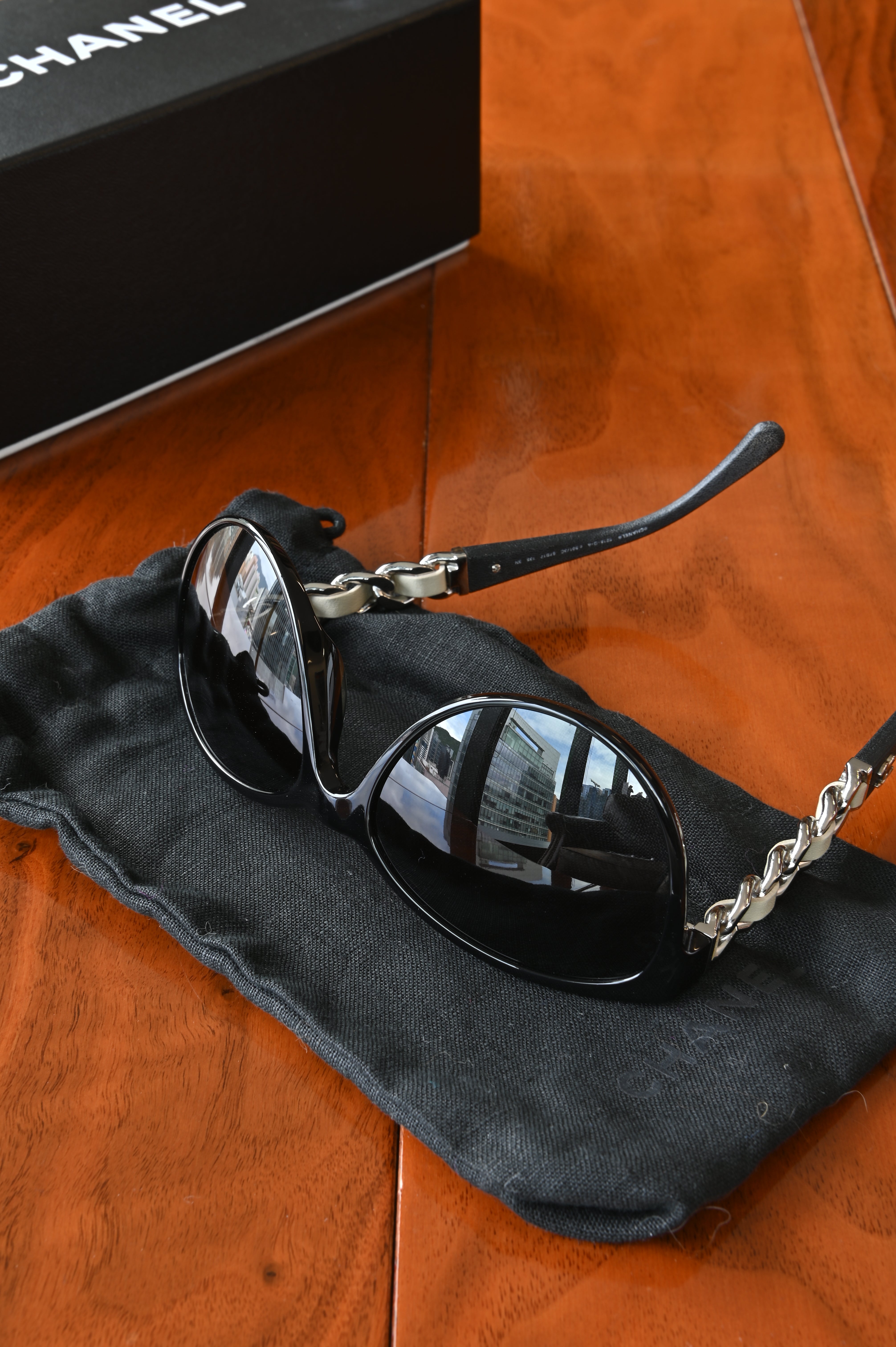 Chanel Black White Silver Sunglasses bottom