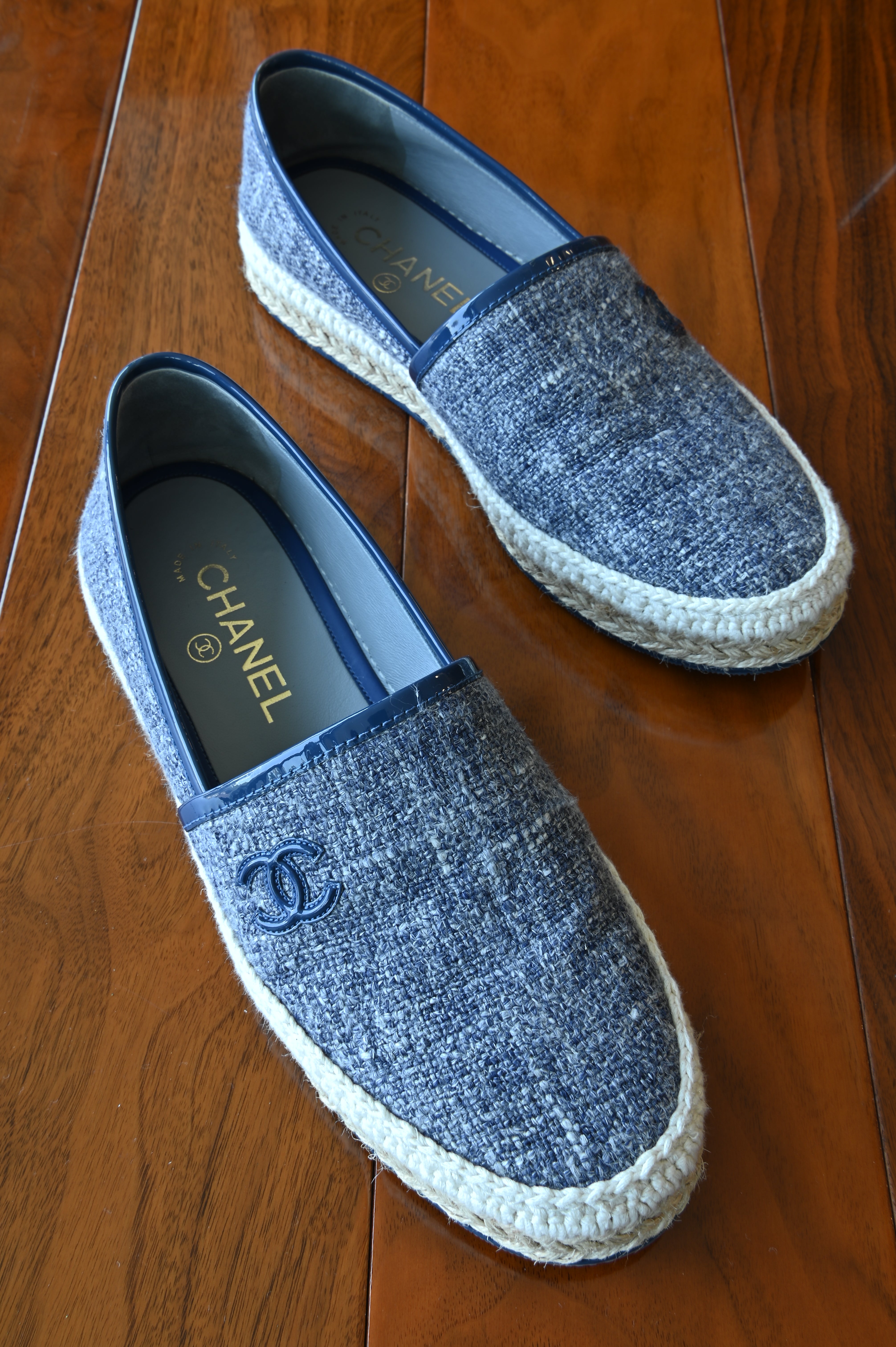 Chanel CC Denim Logo Tweed Espadrilles Loafers