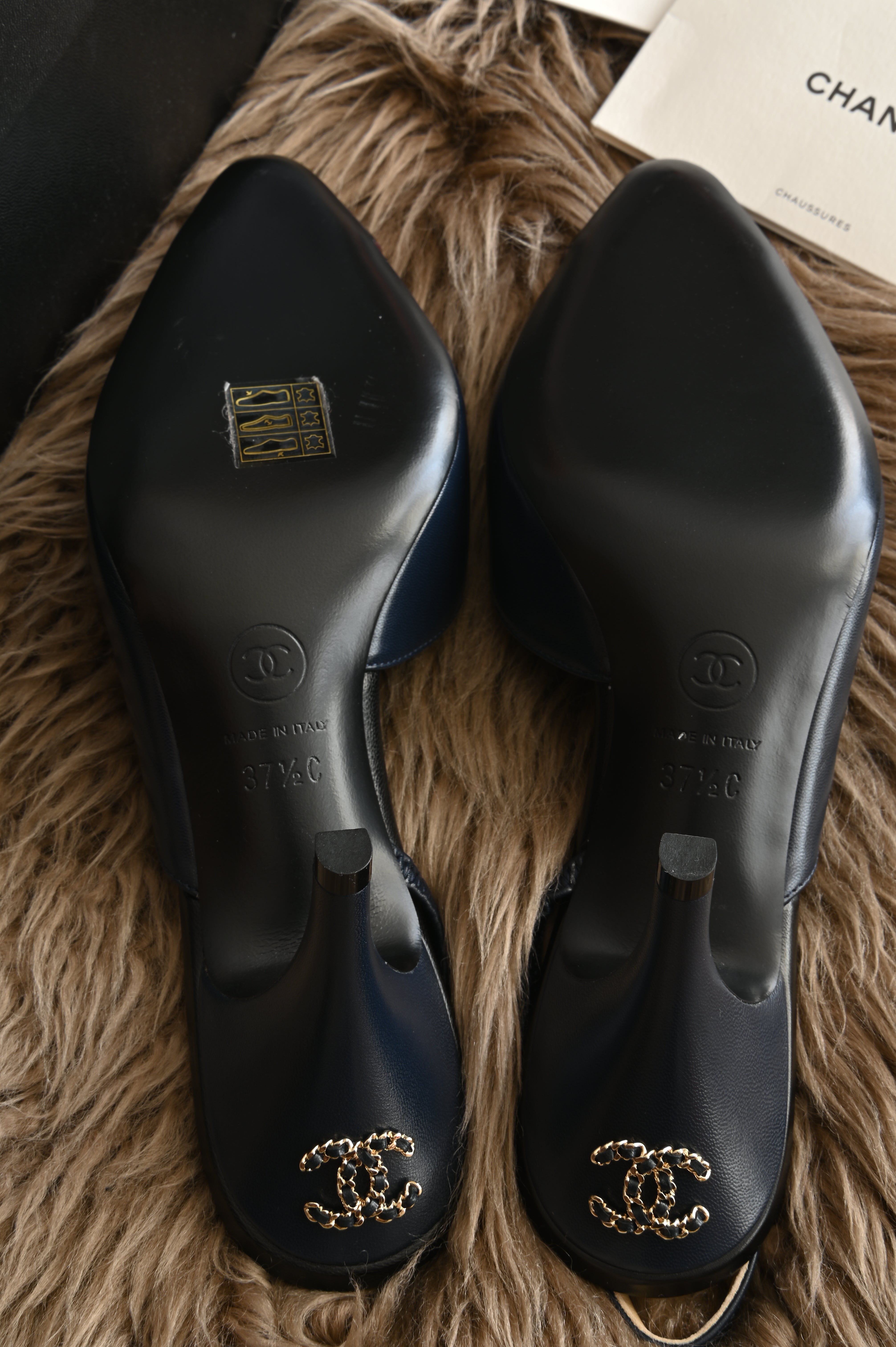 Chanel Dark Blue Slingback heels bottom